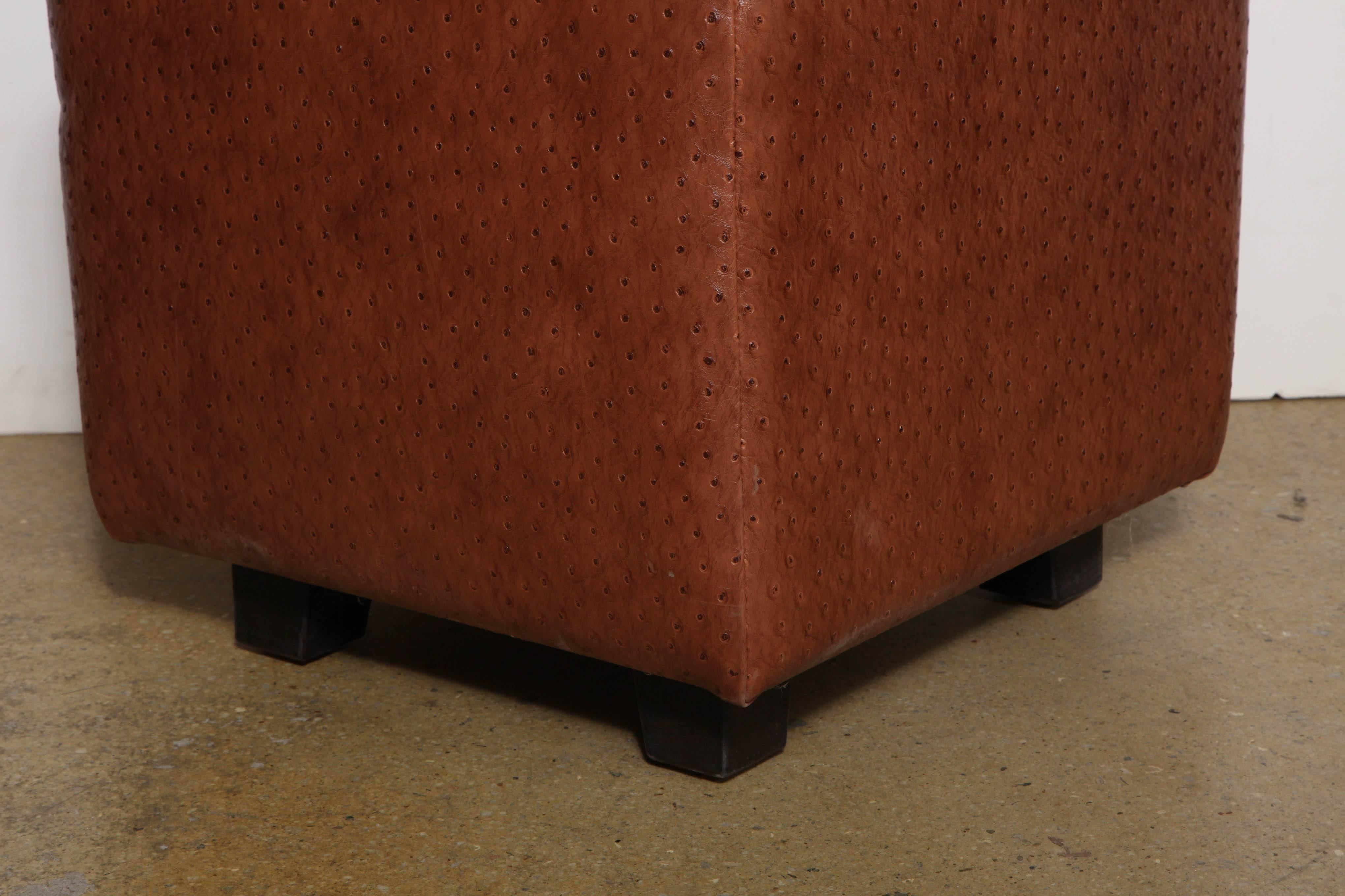 set of 5 Custom Made square Leather Ottomans 1