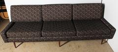 Early Modernist Jens Risom for Knoll Three Cushion Black & Beige 88" Sofa