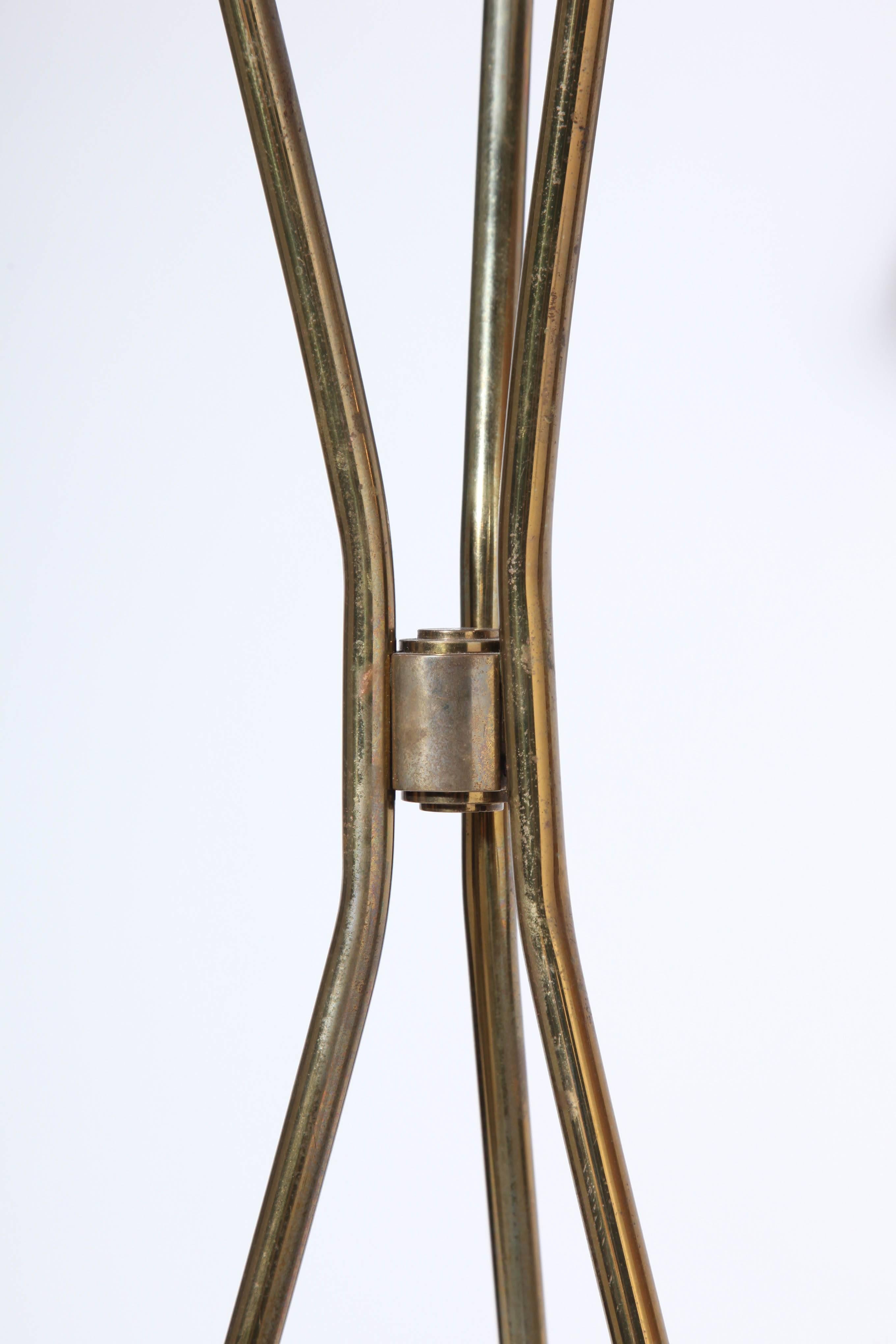Mid-Century Modern Gerald Thurston for Lightolier Brass Tripod Floor Lamp, 1950s  For Sale