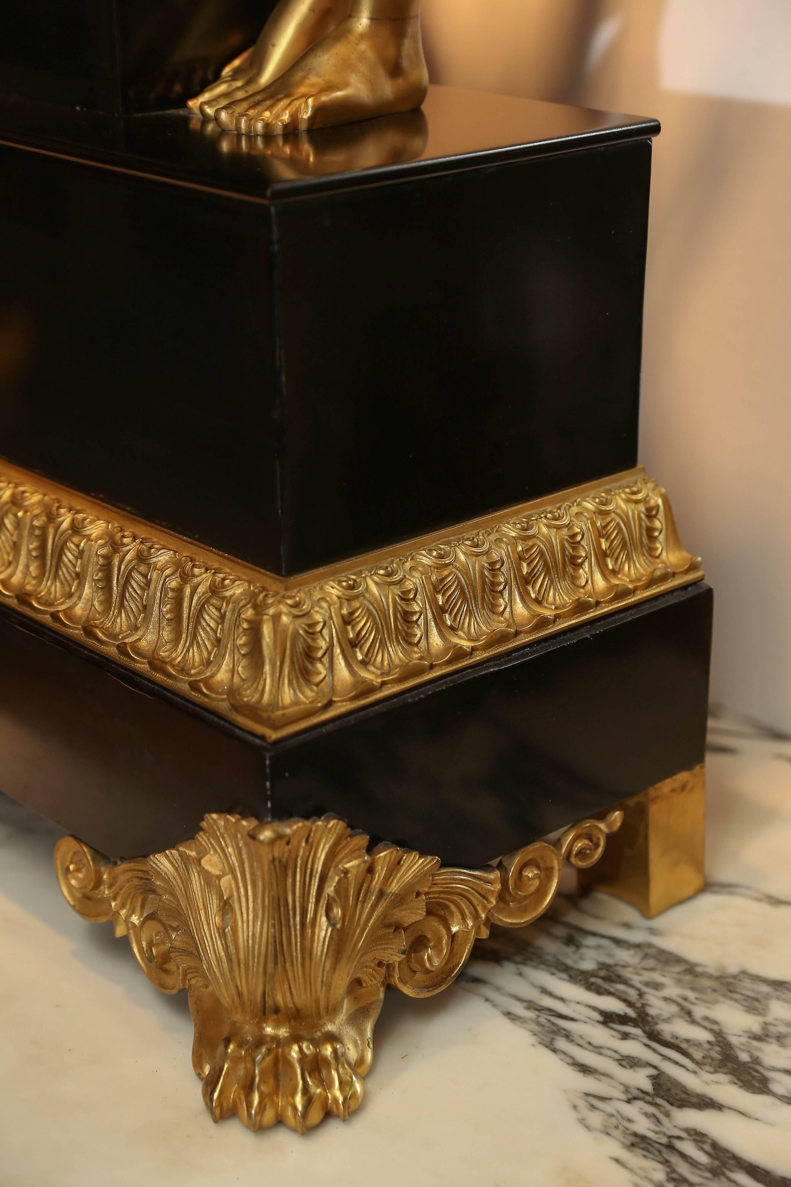 19th Century Bronze Doré and Marble Clock by Marti In Excellent Condition In Houston, TX