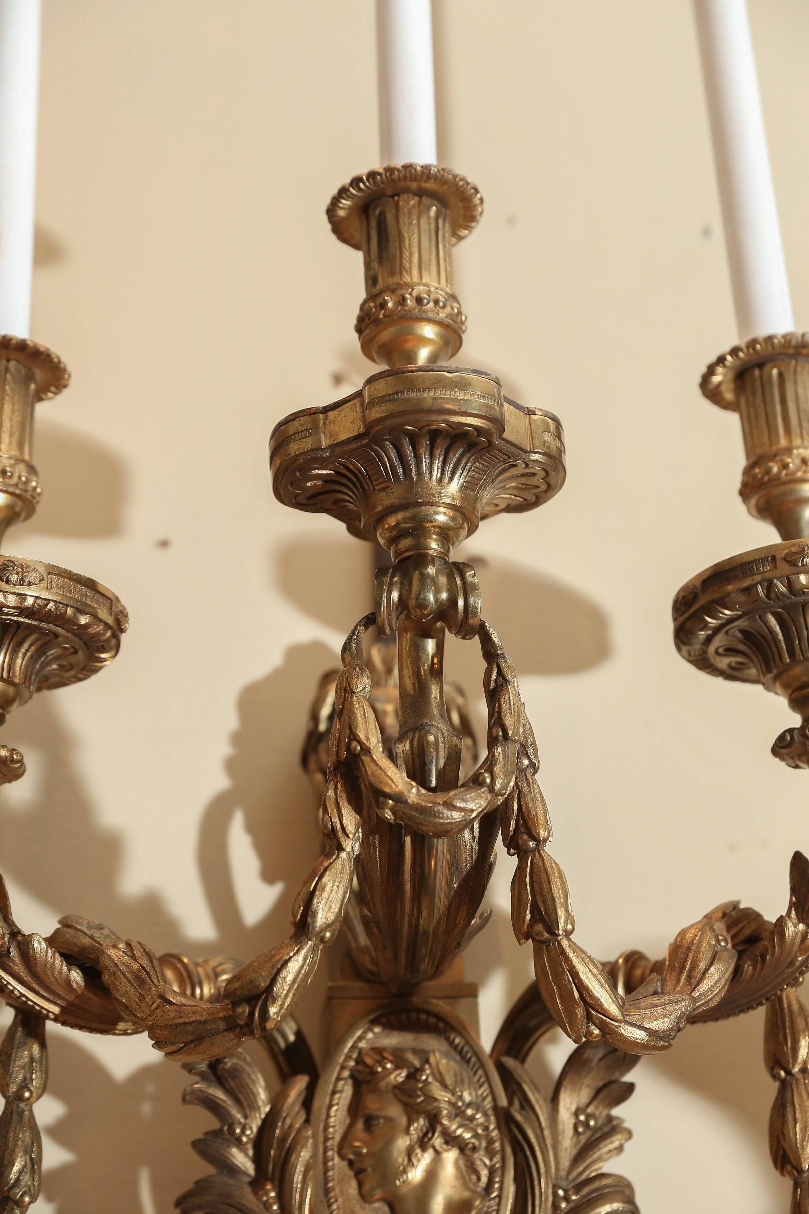 French 19 th century bronze Dore french sconces