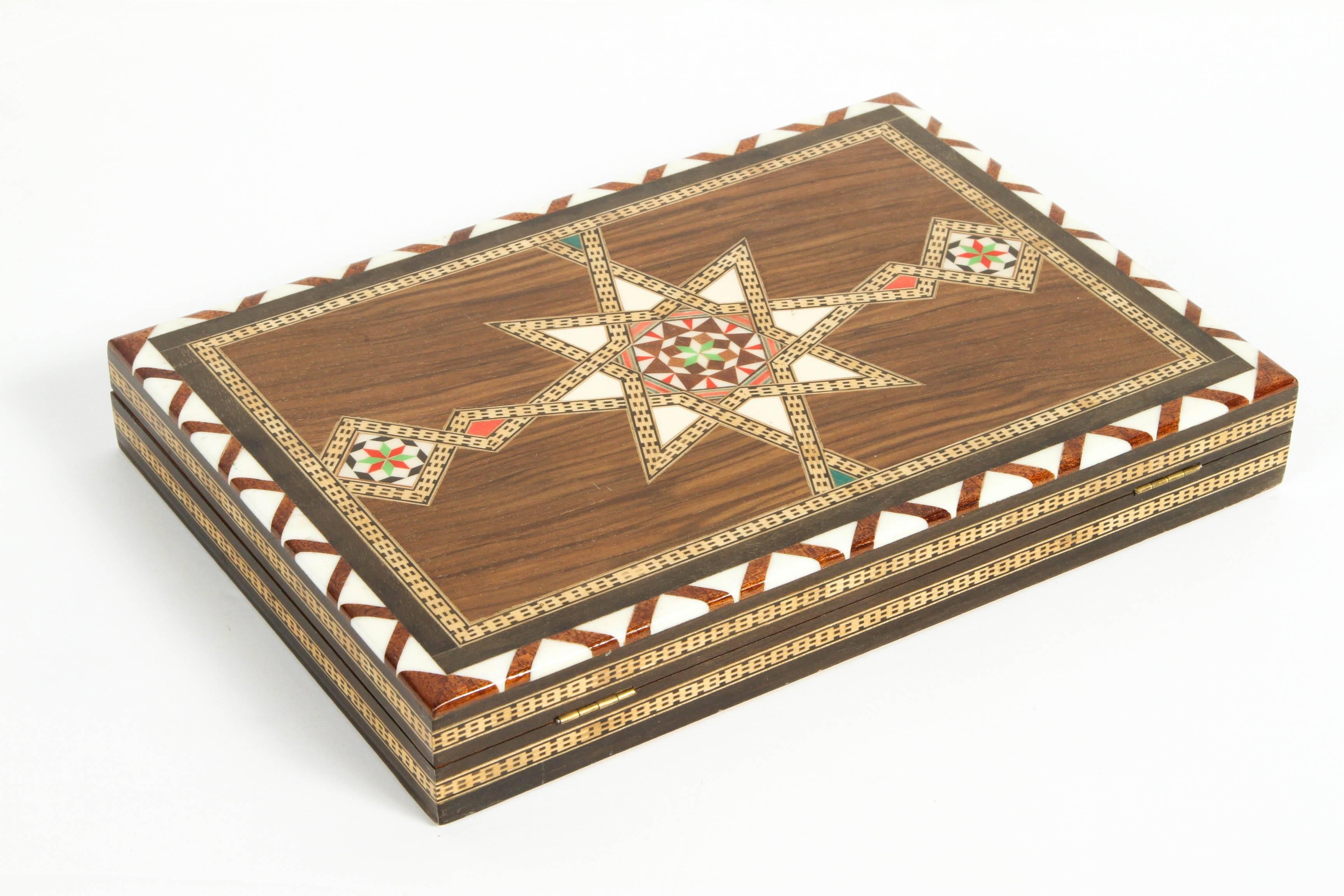 Moorish Middle Eastern Syrian Inlaid Backgammon Game