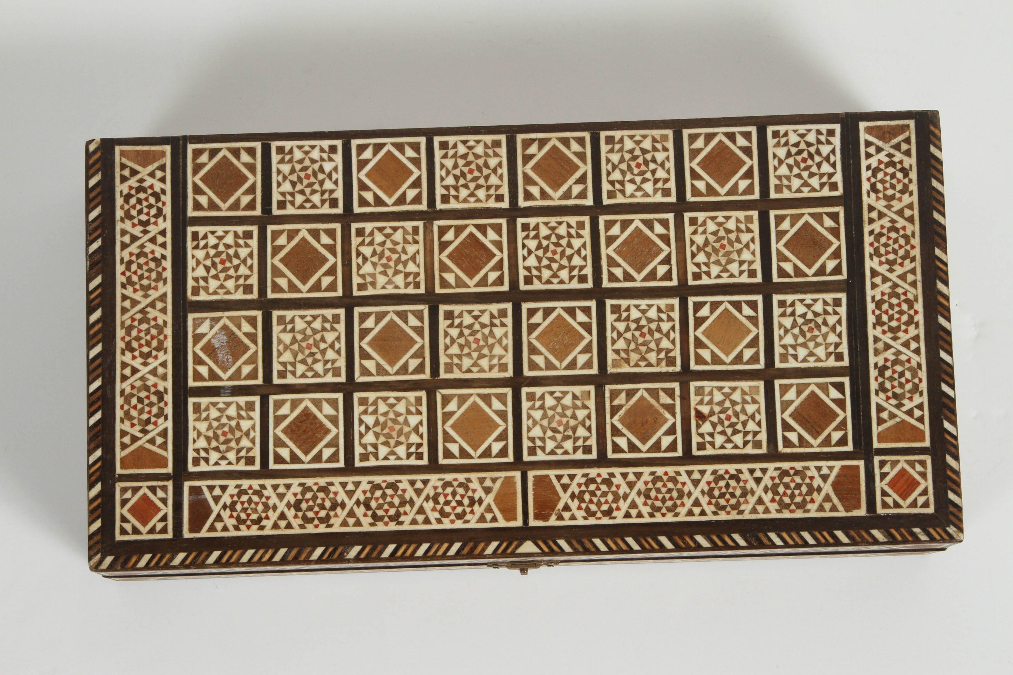 Moorish Syrian Inlaid Mosaic Backgammon Game