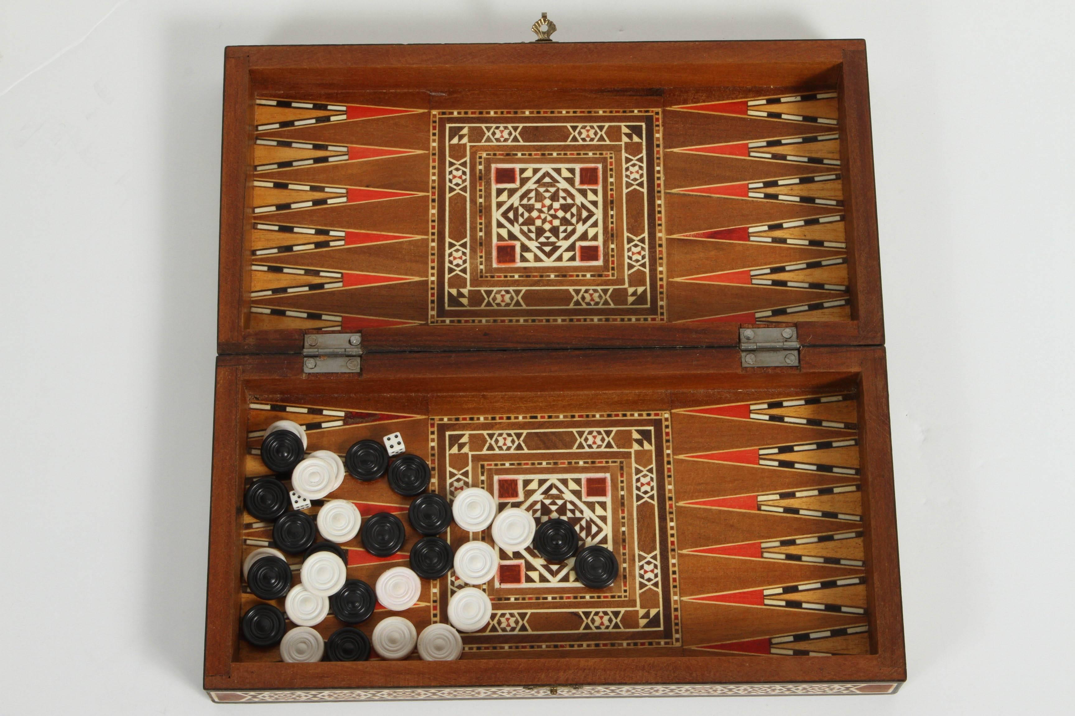 Marquetry Syrian Inlaid Mosaic Backgammon Game
