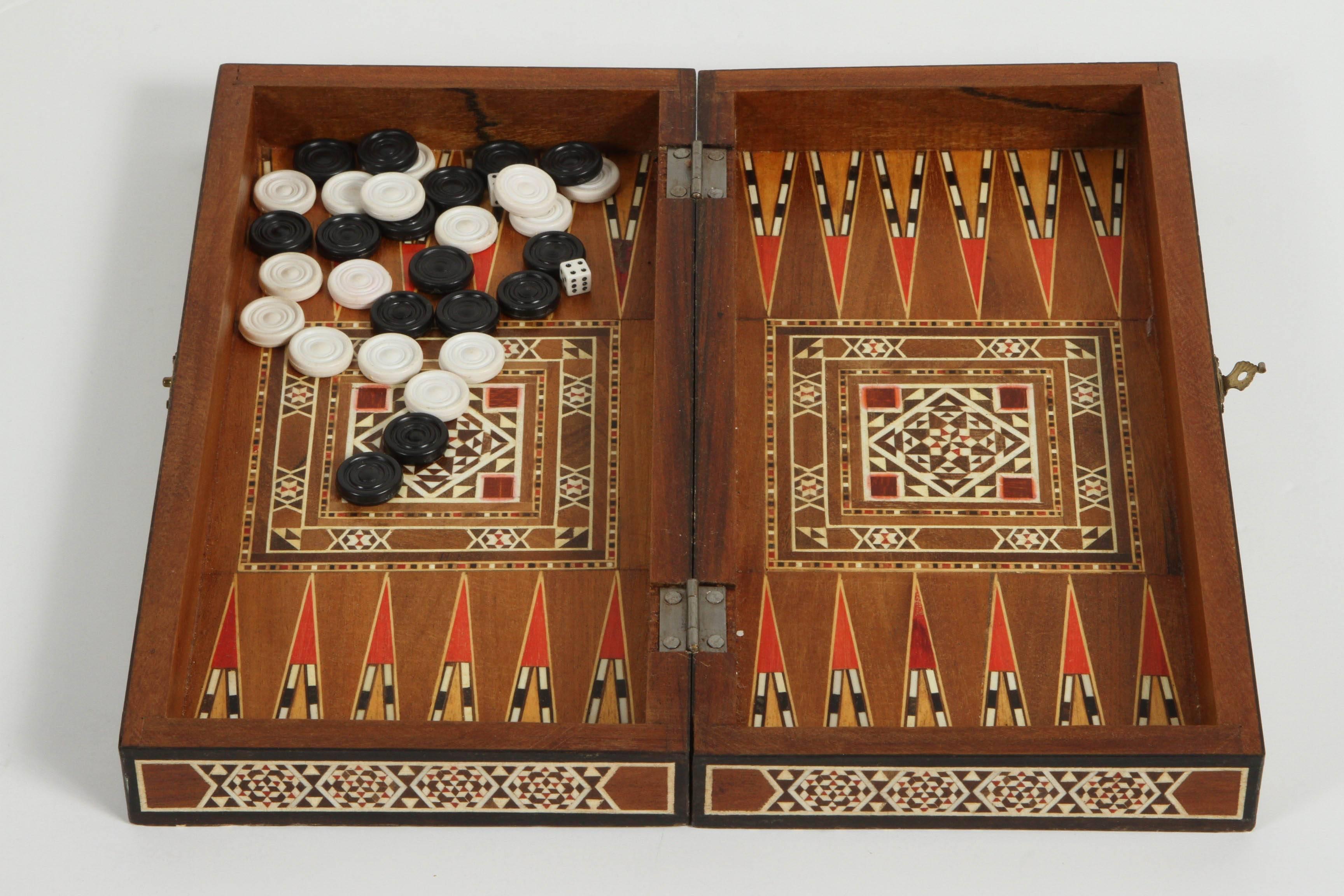 Syrian Inlaid Mosaic Backgammon Game In Good Condition In North Hollywood, CA