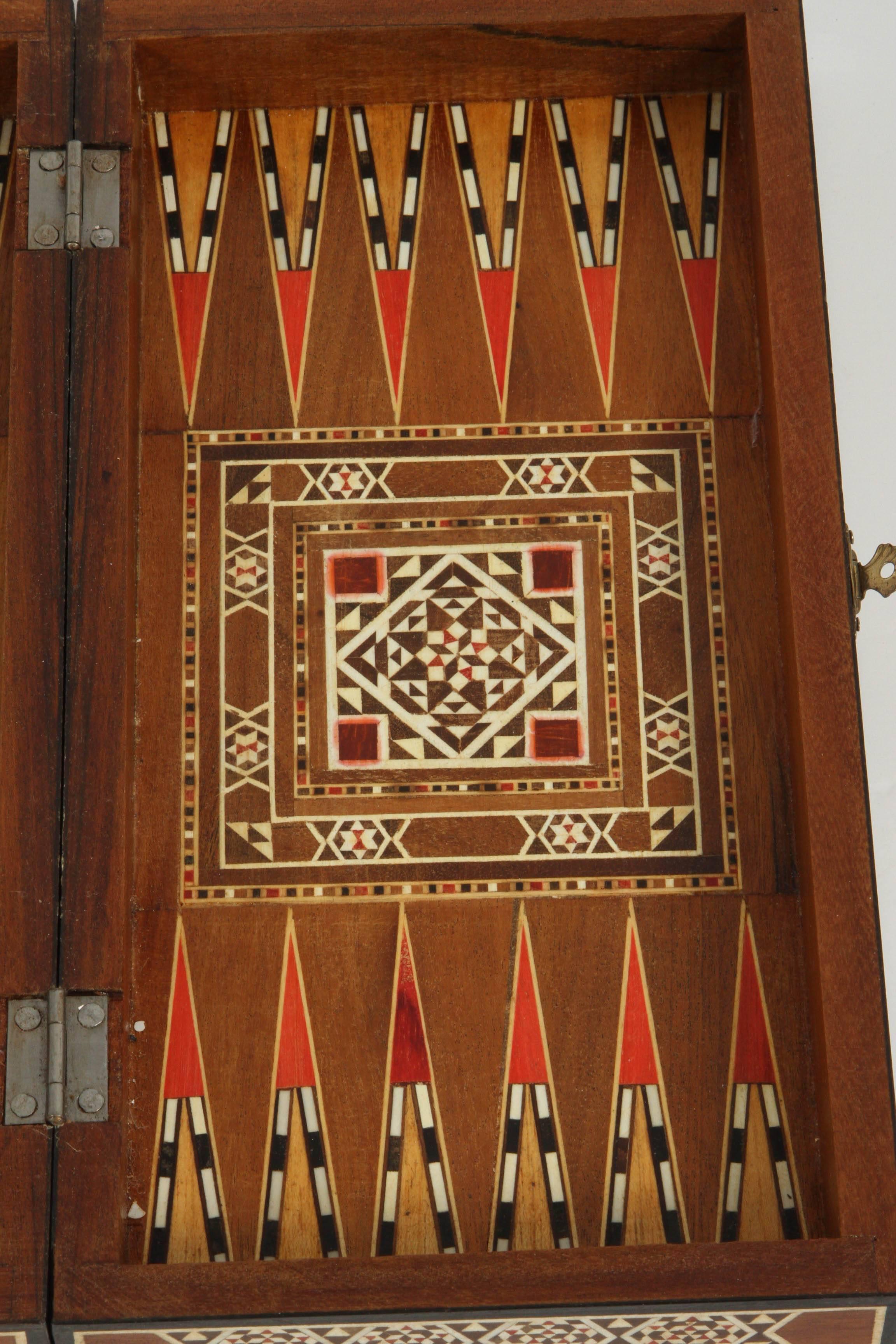 20th Century Syrian Inlaid Mosaic Backgammon Game