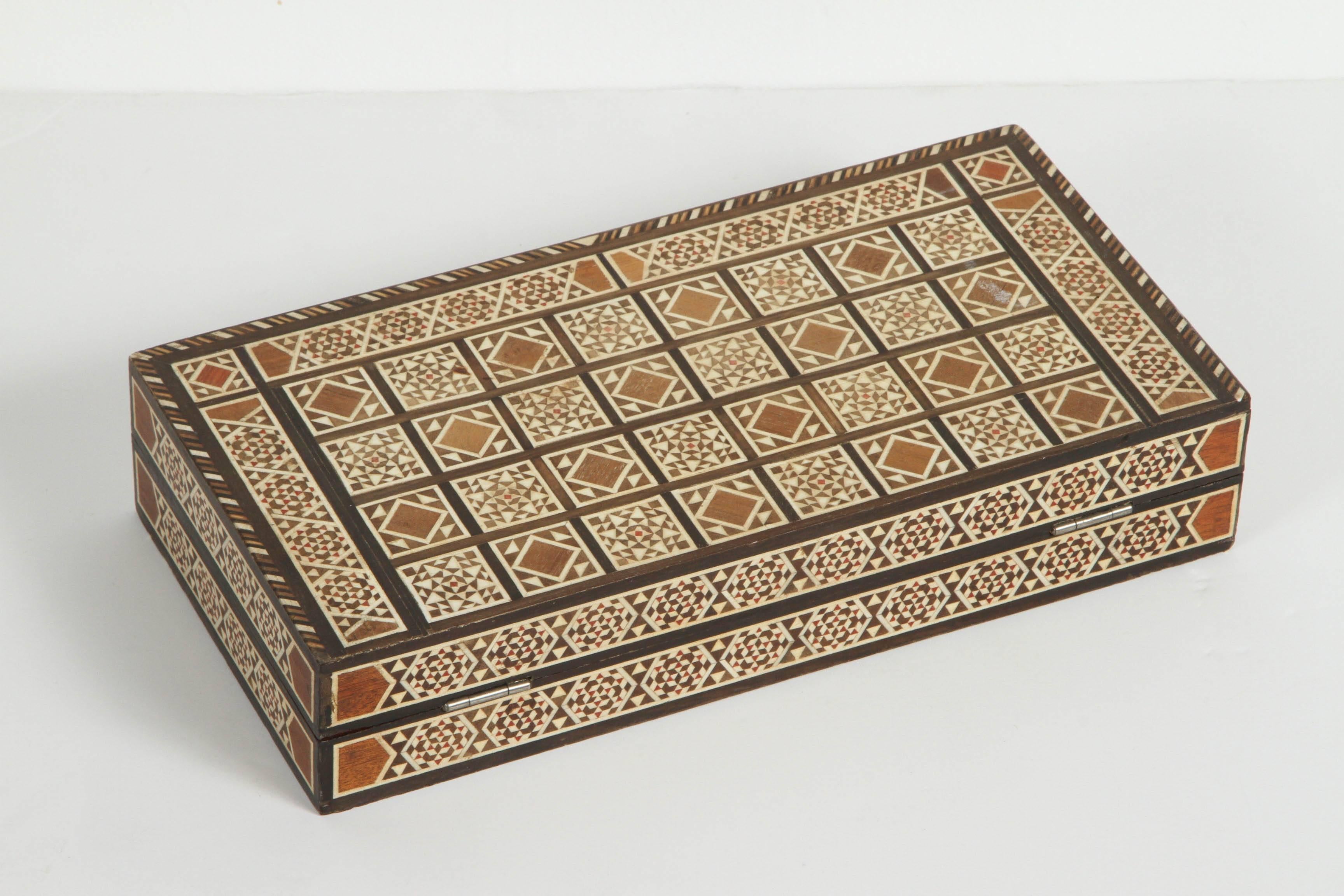 Wood Syrian Inlaid Mosaic Backgammon Game