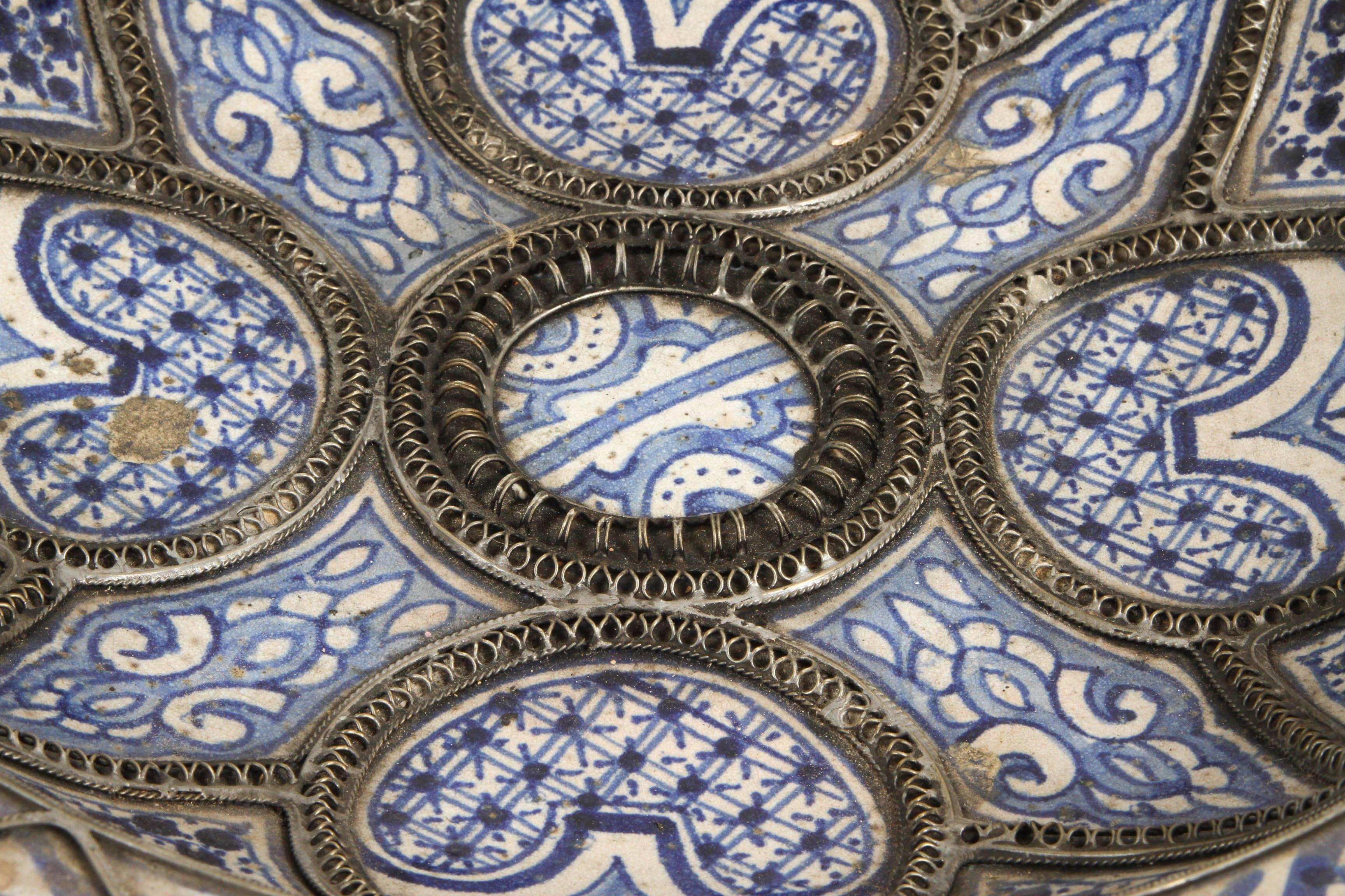 Moorish Large Decorative Ceramic Plates from Fez