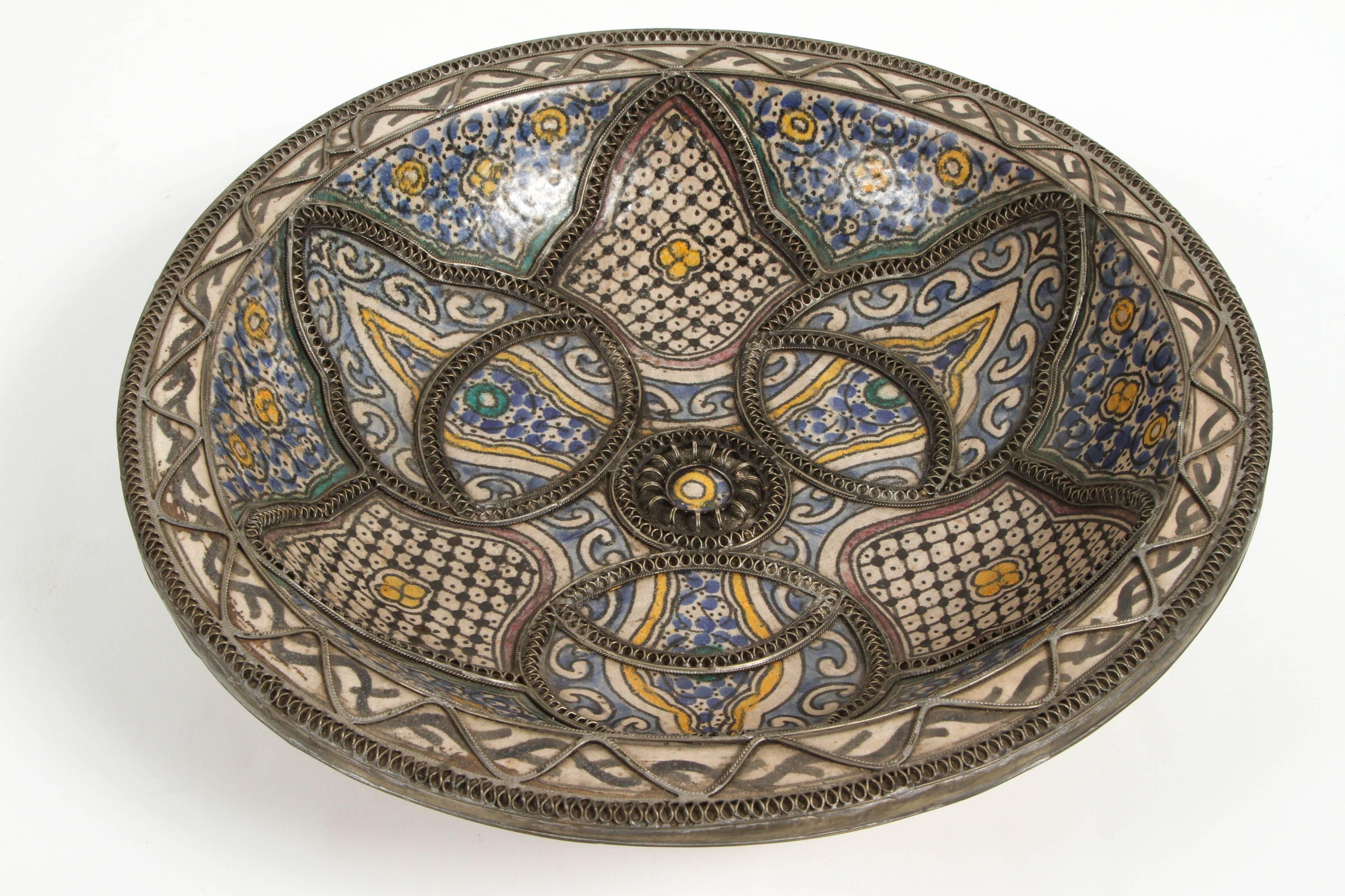 Moroccan Large Decorative Ceramic Plates from Fez