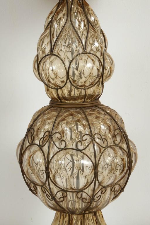 Hollywood Regency Vintage Venetian Murano Glass Italian Table Lamp by Marbro For Sale