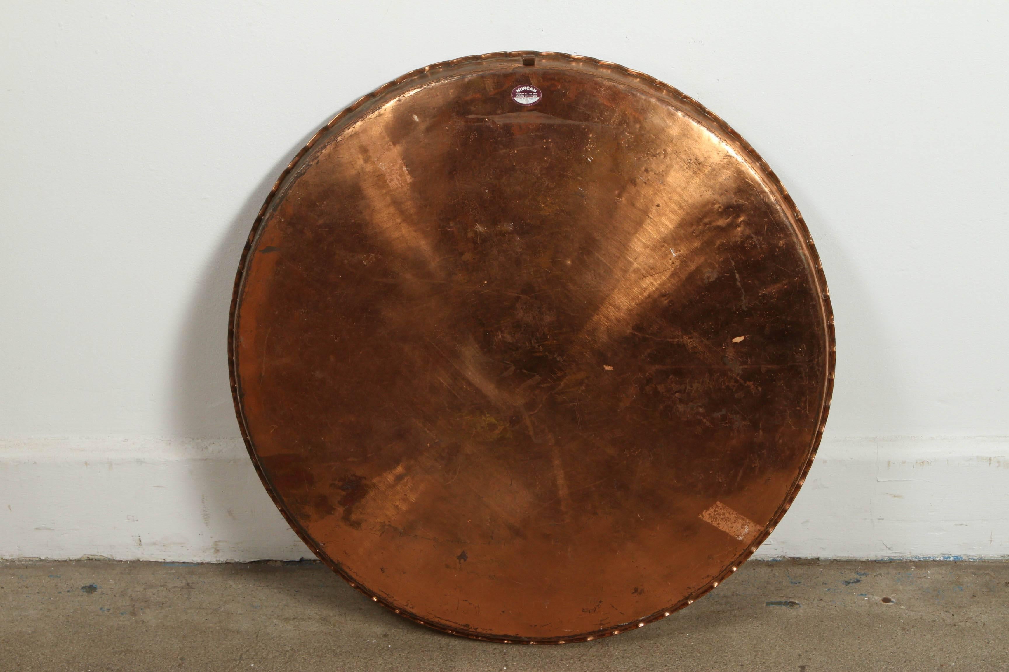 20th Century Large Turkish Hanging Copper and Brass Decorative Platter