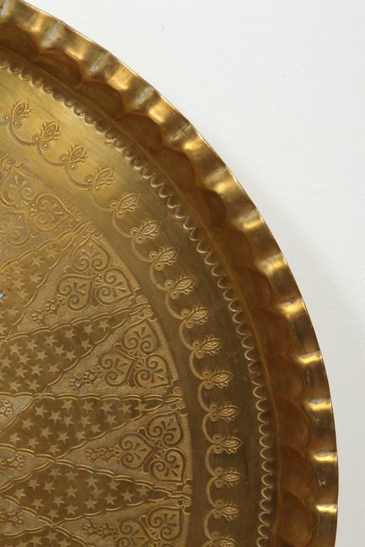 Large Middle Eastern Moorish Syrian HandHammered Brass Tray at 1stDibs