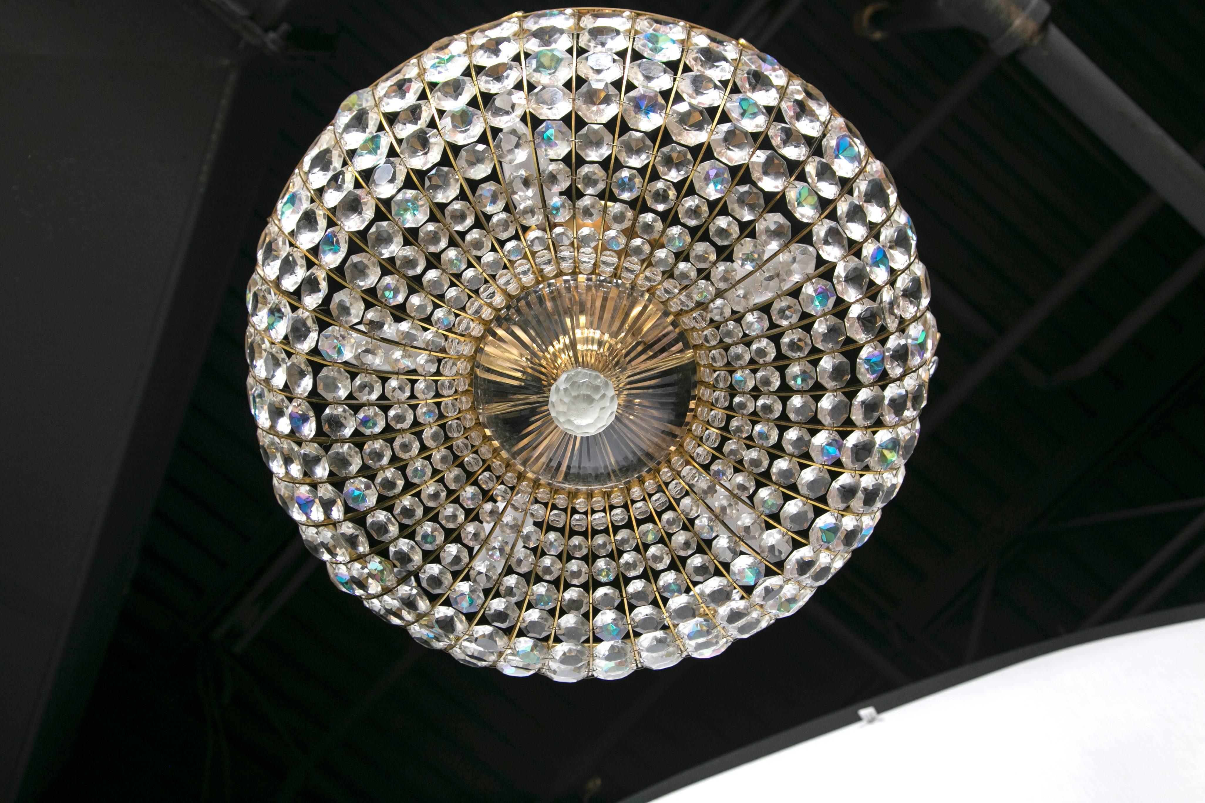 20th Century French Beaded Crystal Light Fixture For Sale