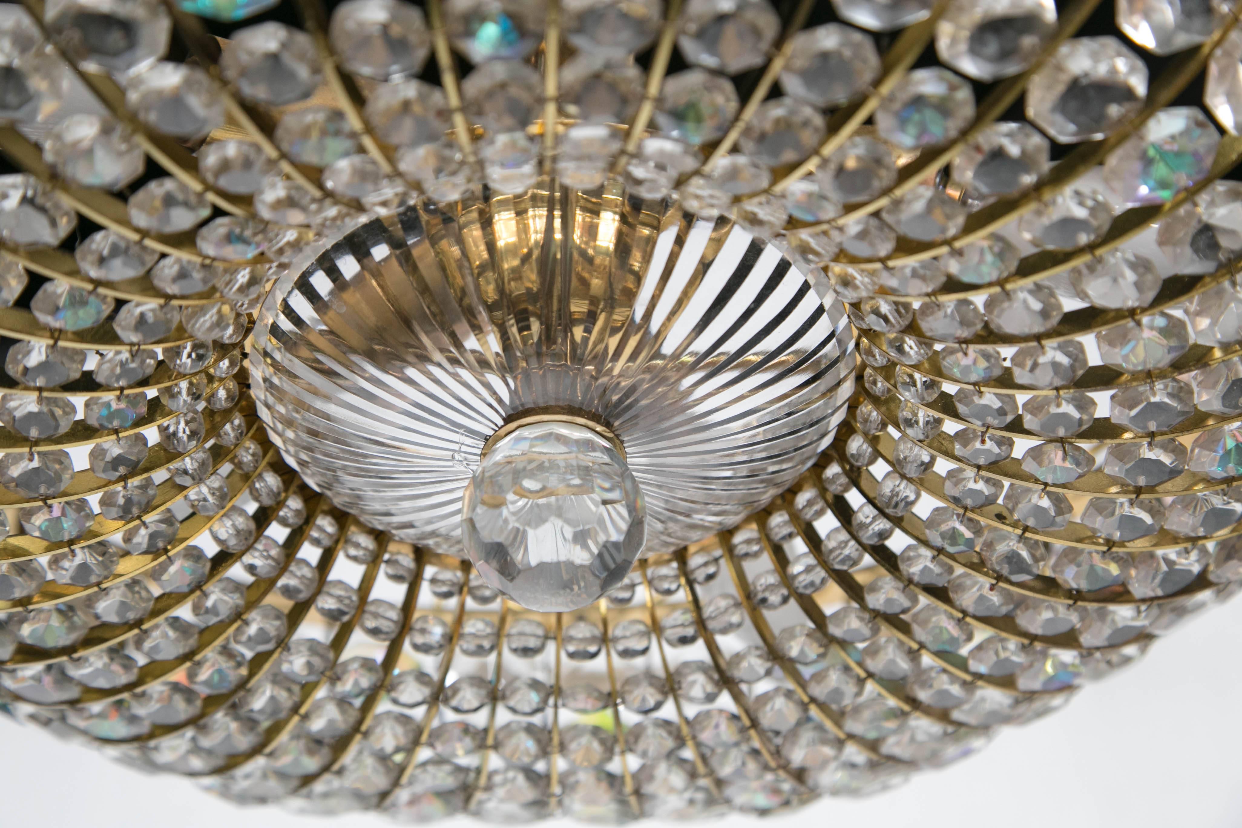 French Beaded Crystal Light Fixture For Sale 1