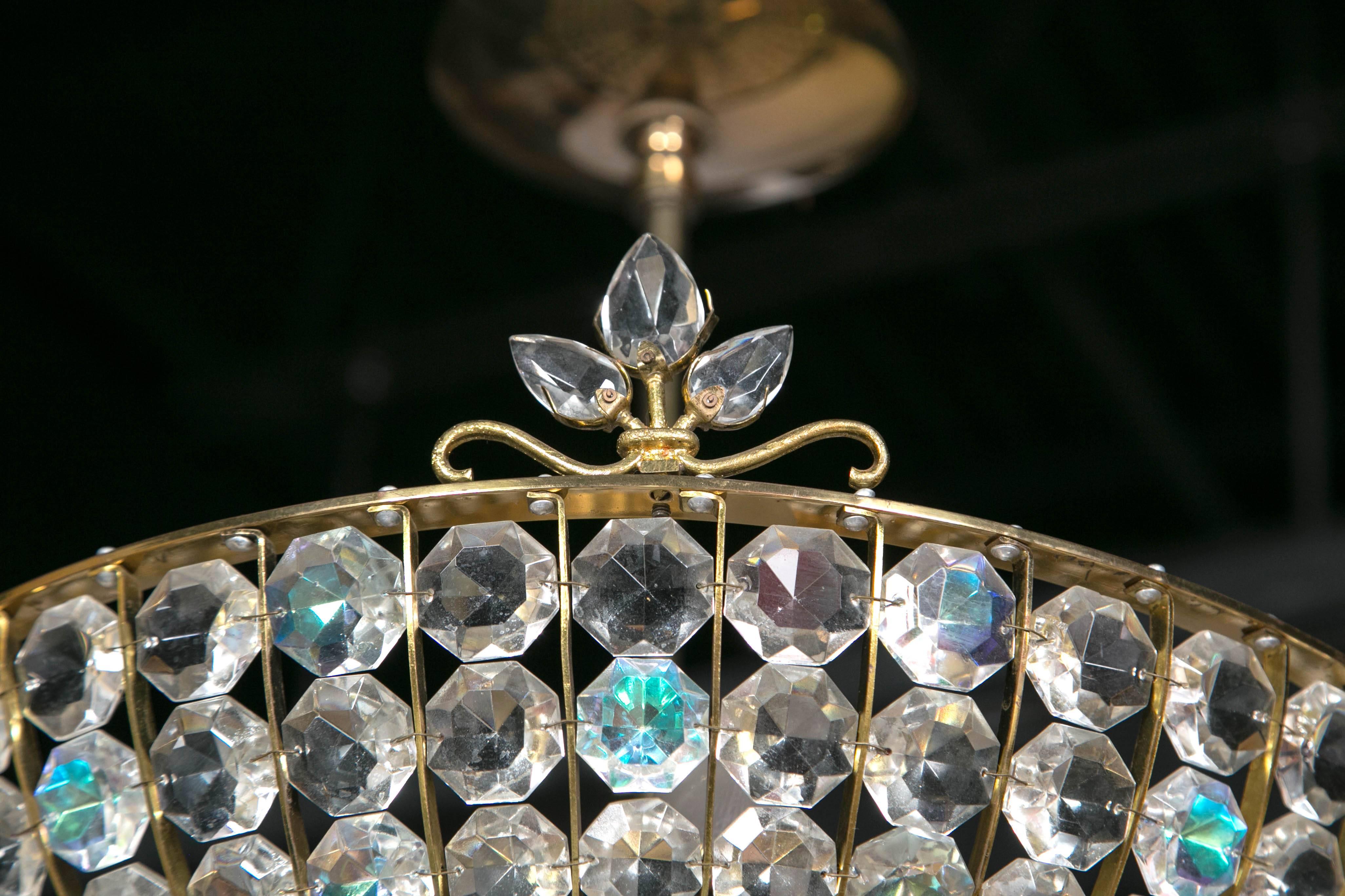 French Beaded Crystal Light Fixture For Sale 2