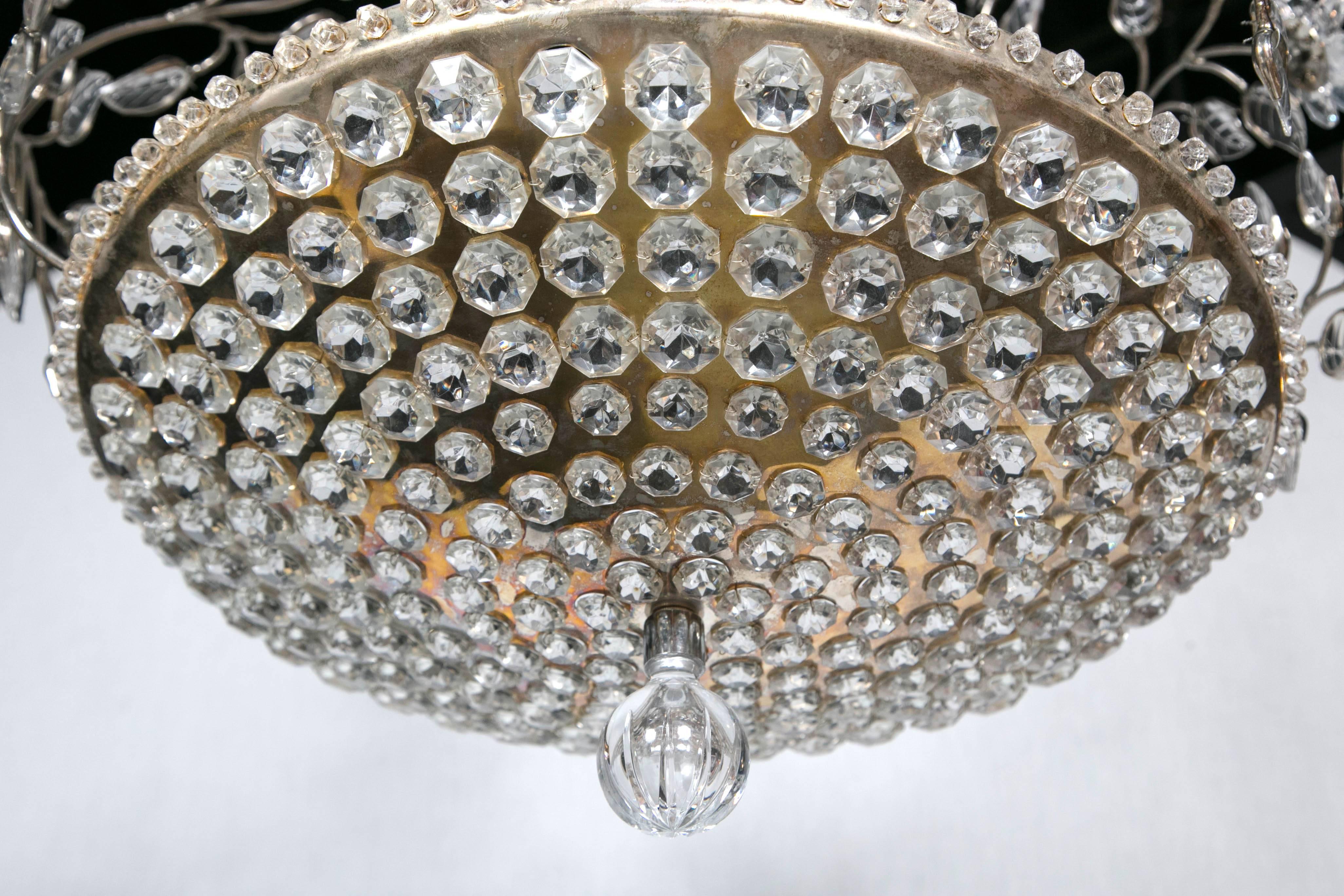 20th Century French Silver Plate Chandelier For Sale