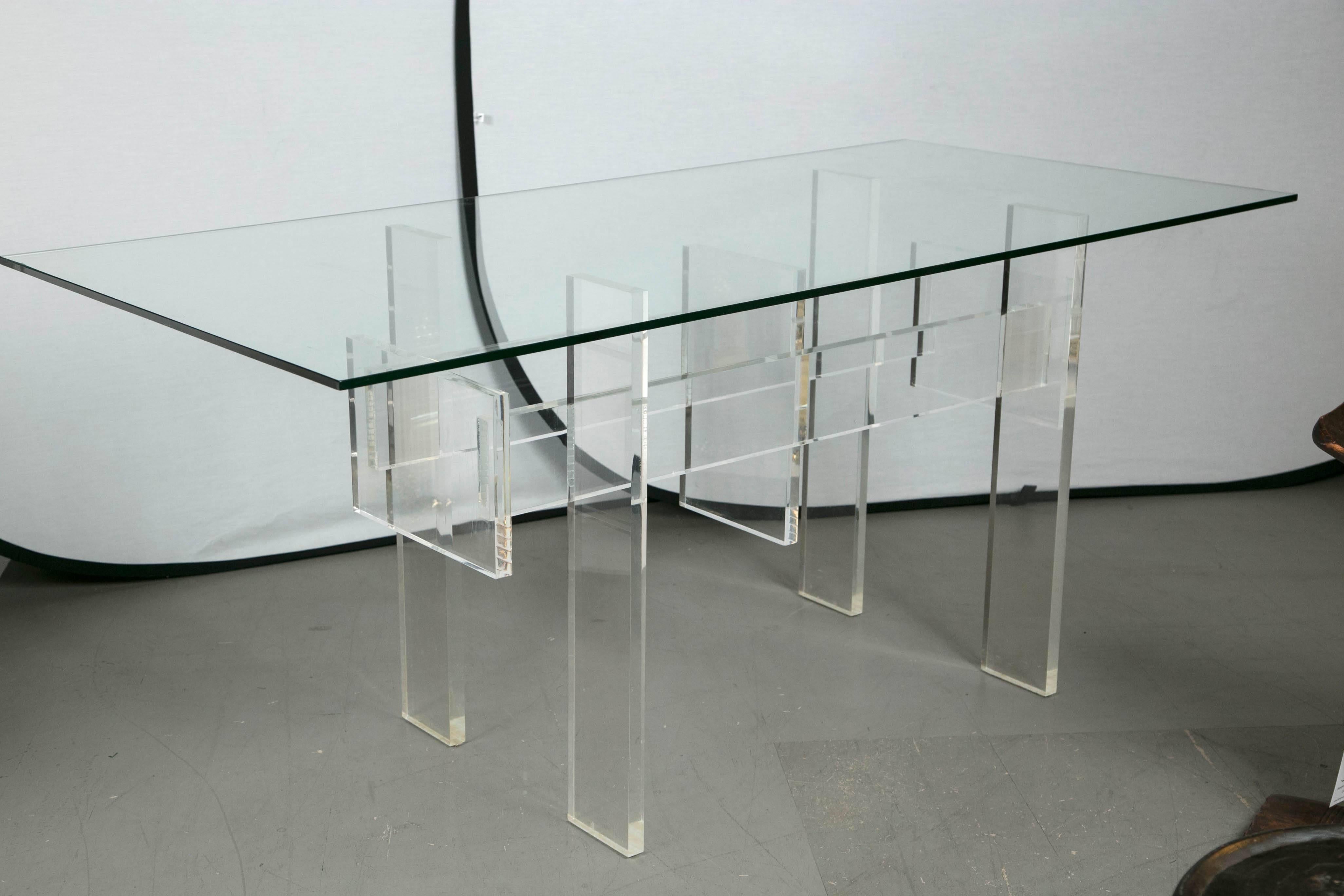 Fabulous 1970s glass and Lucite table.