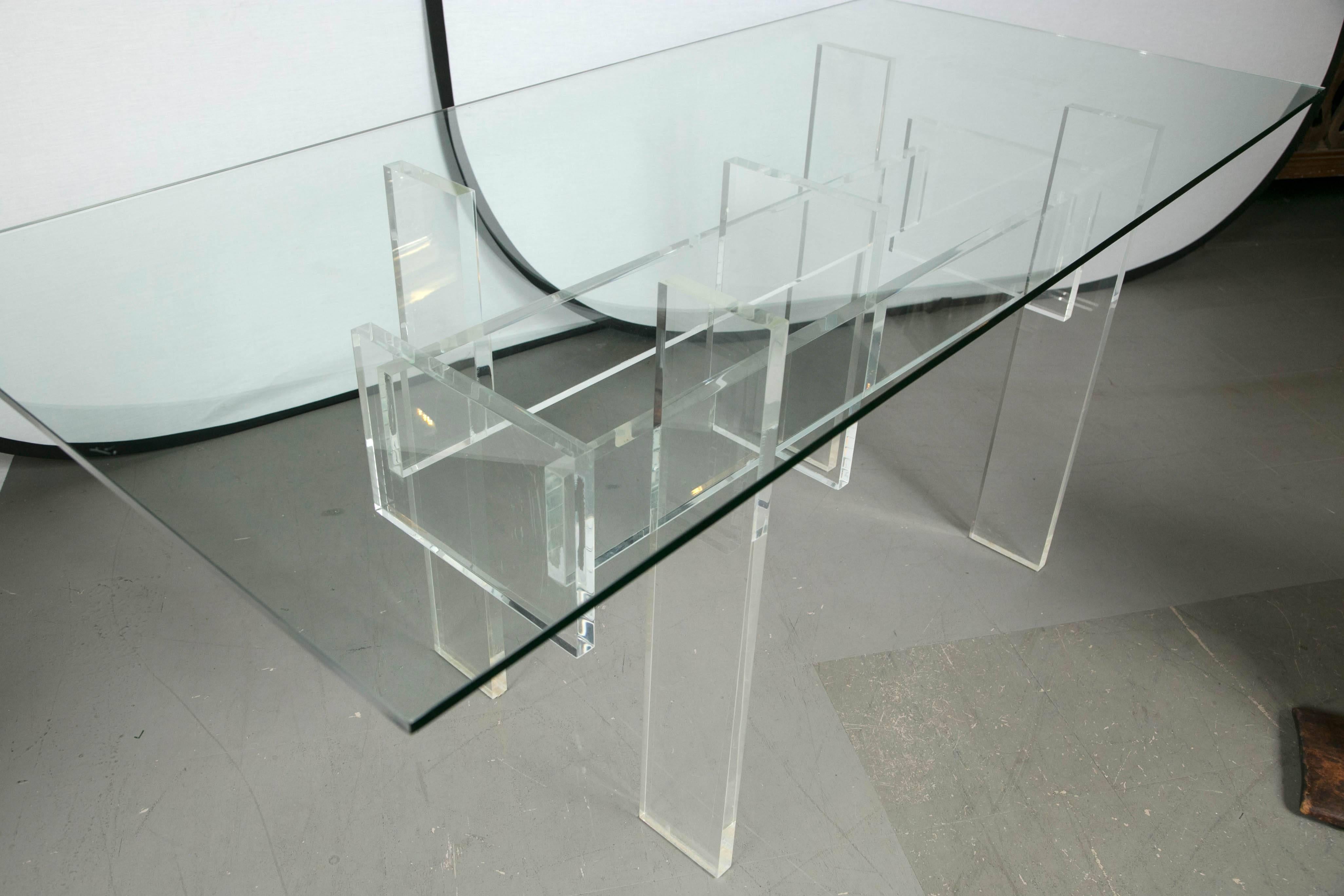 American Glass and Lucite Table