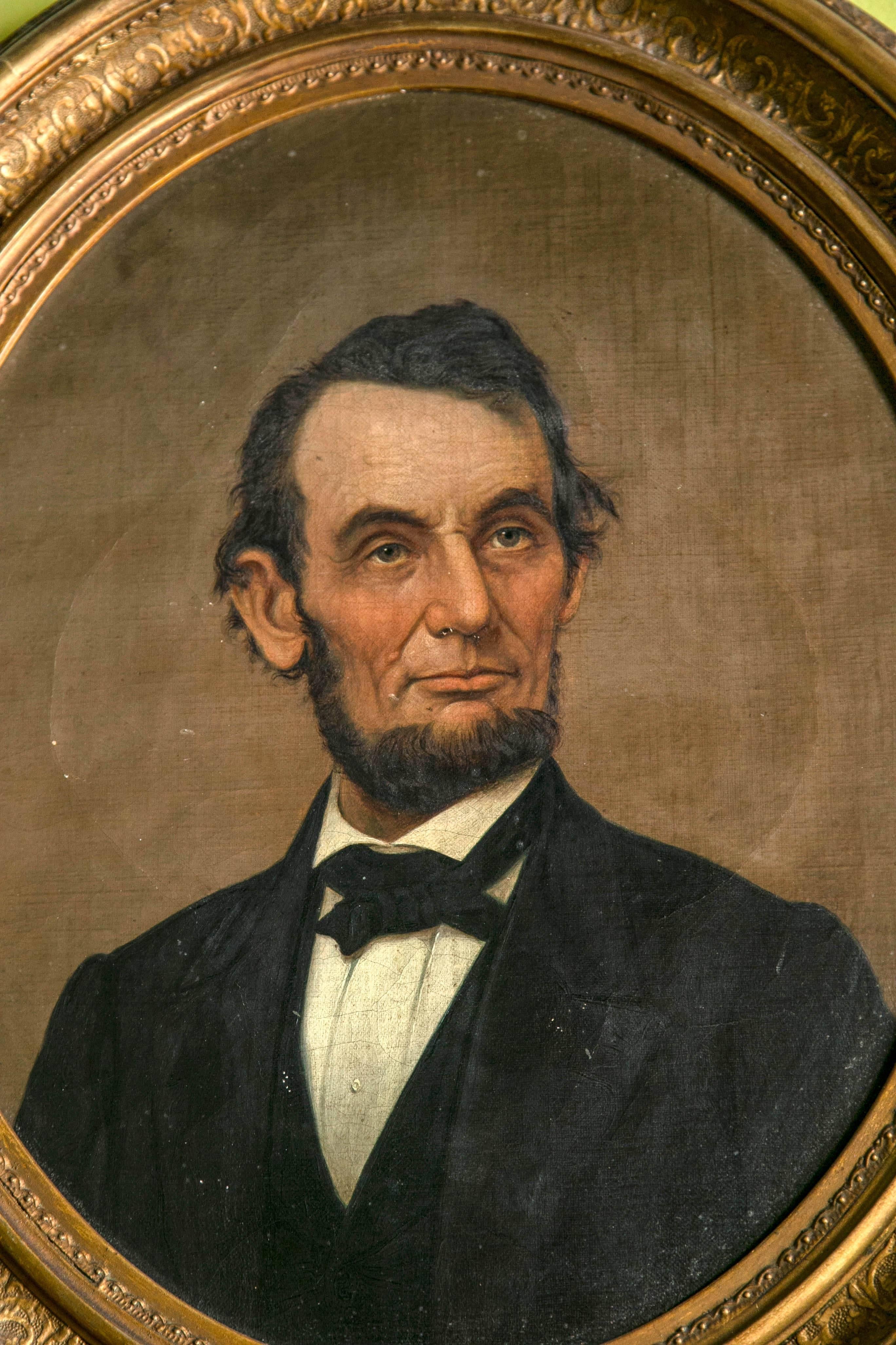 Period oil on canvas of Abraham Lincoln after a photograph by Matthew Brady
Period frame.