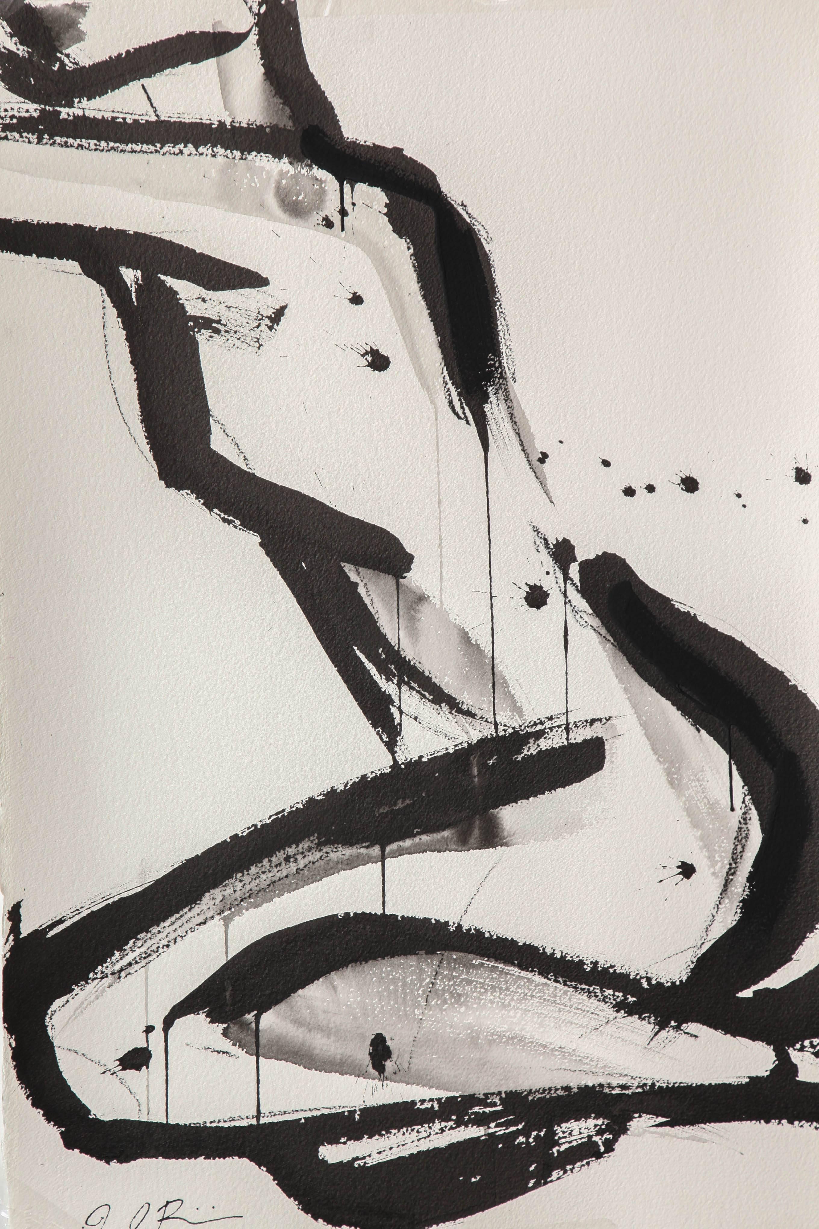 Beautiful nude painting by Jenna Snyder-Phillips. Sumi ink, charcoal and lacquer on 100% archival cotton paper. Artist educated in Italy and USA.