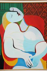 Painting, Copy by Picasso, "The Dream" with a Gold Frame, Modern Art