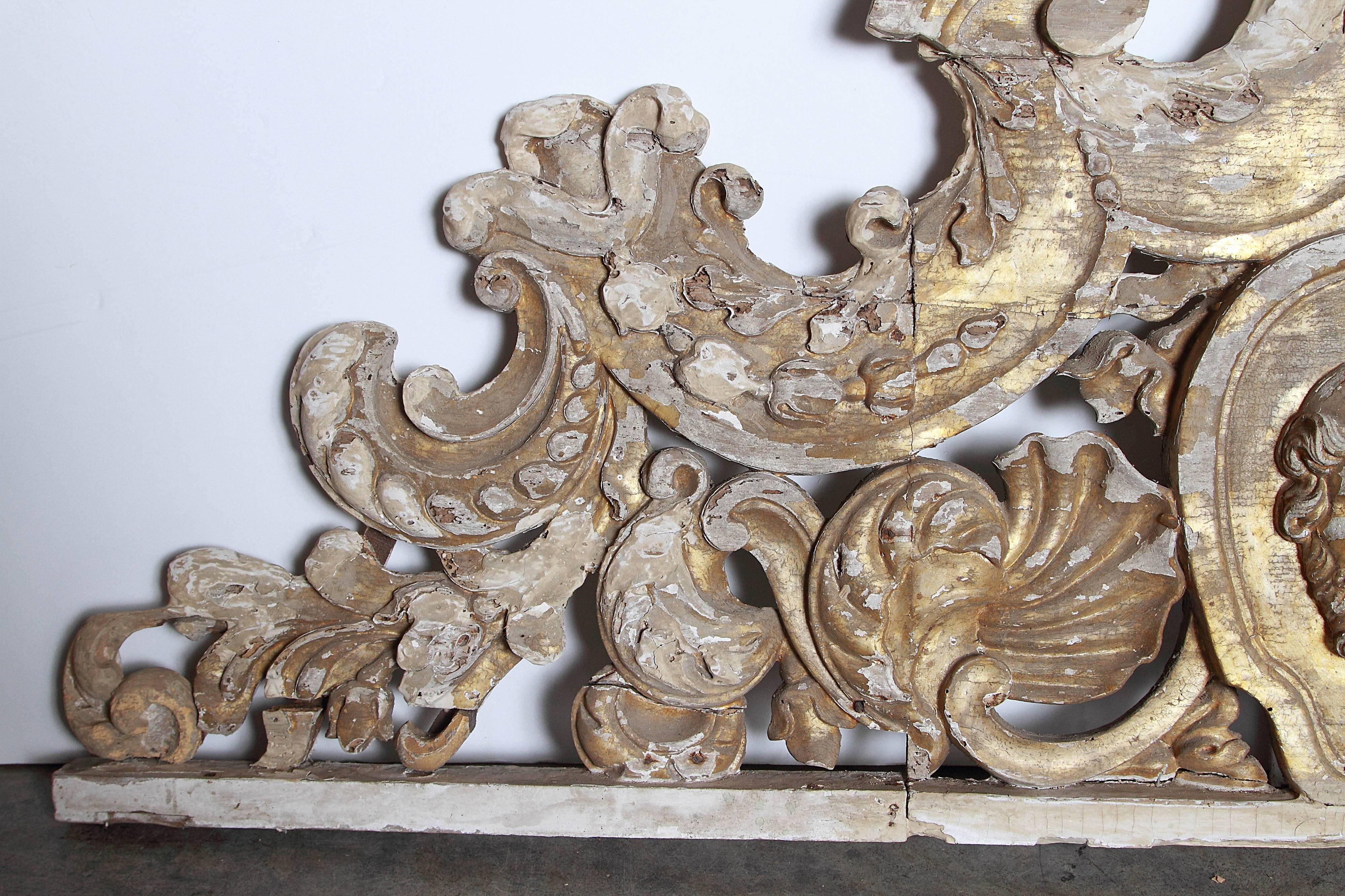 Wood 18th Century Baroque Overdoor from Sicily