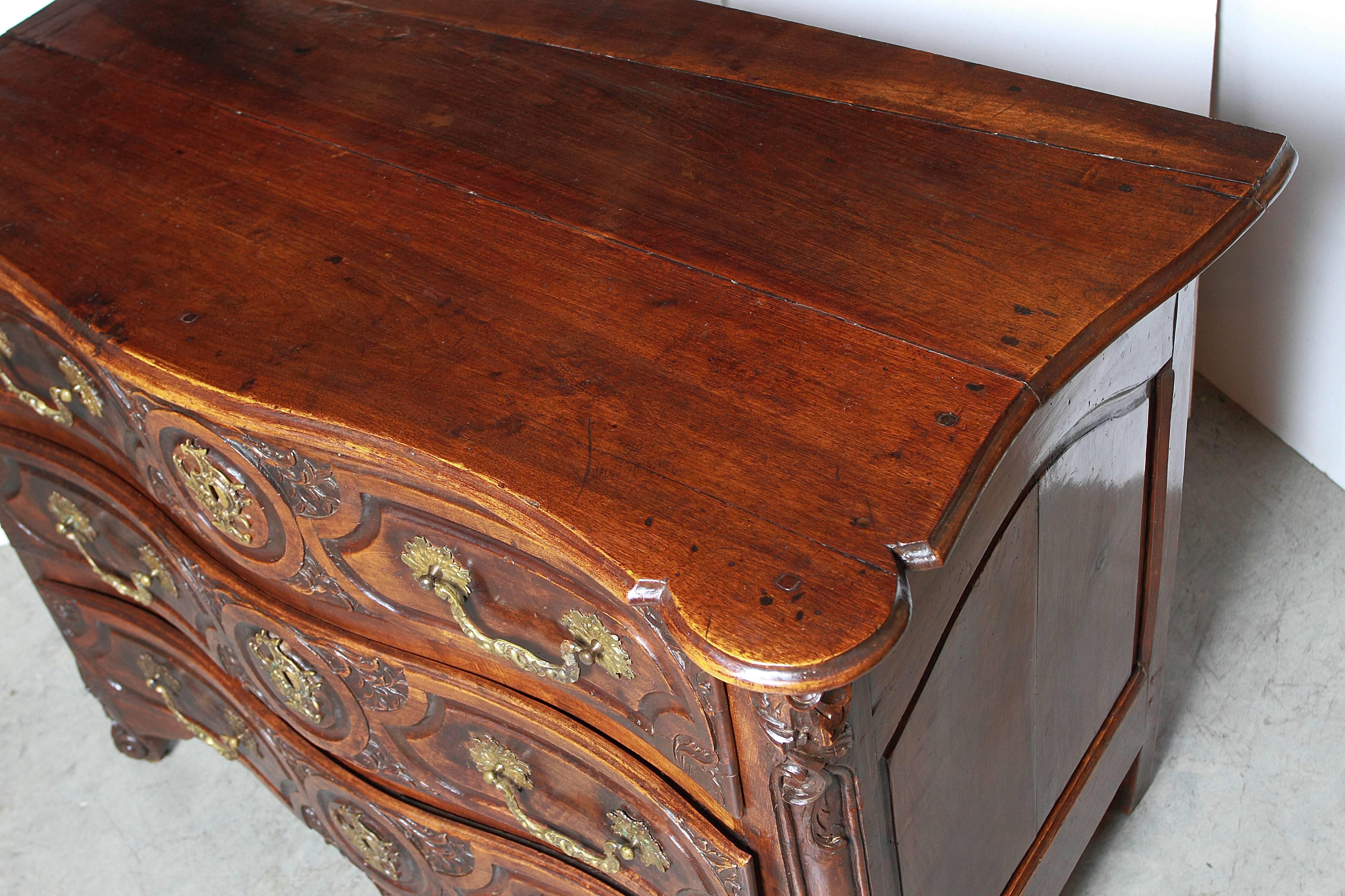 18th Century and Earlier Period Louis XV Lyonnaise Walnut Wood Commode