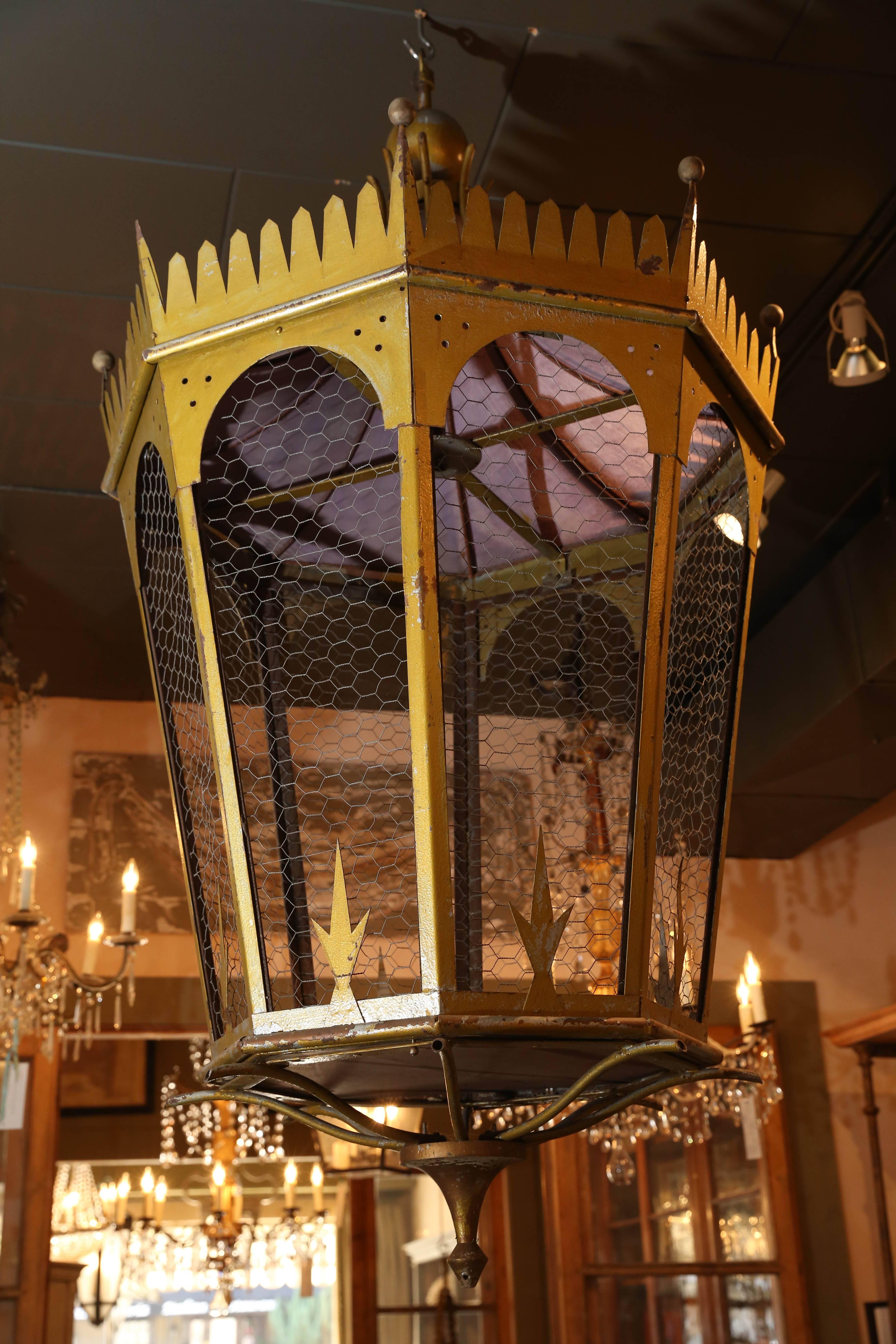 Mid-20th Century Large Italian Gold-Painted Lantern