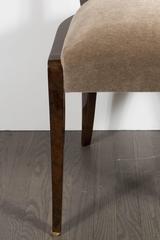 Elegant Set of Four Art Deco Dining Chairs in Exotic Burled Amboyna and Mohair