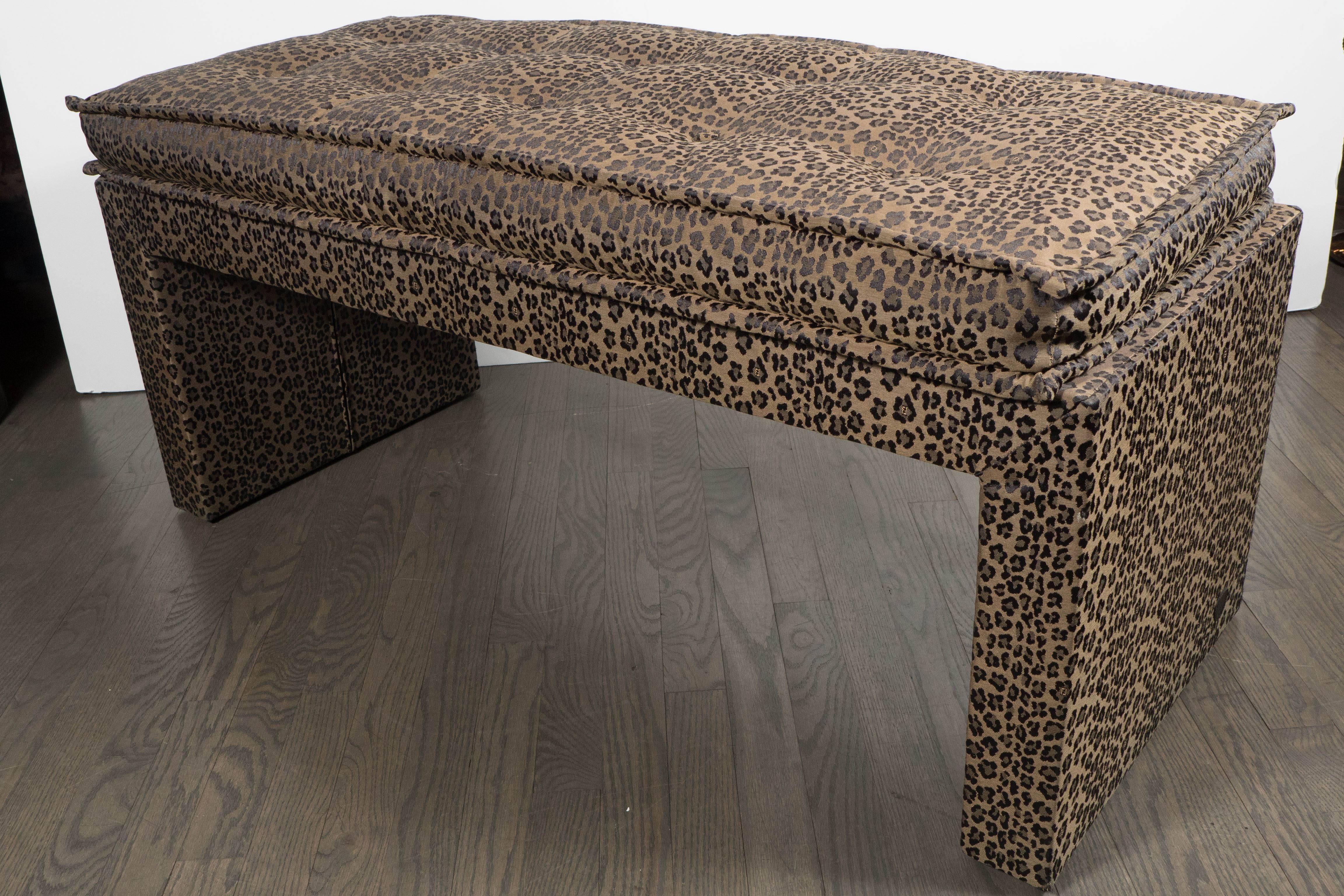 leopard upholstered bench