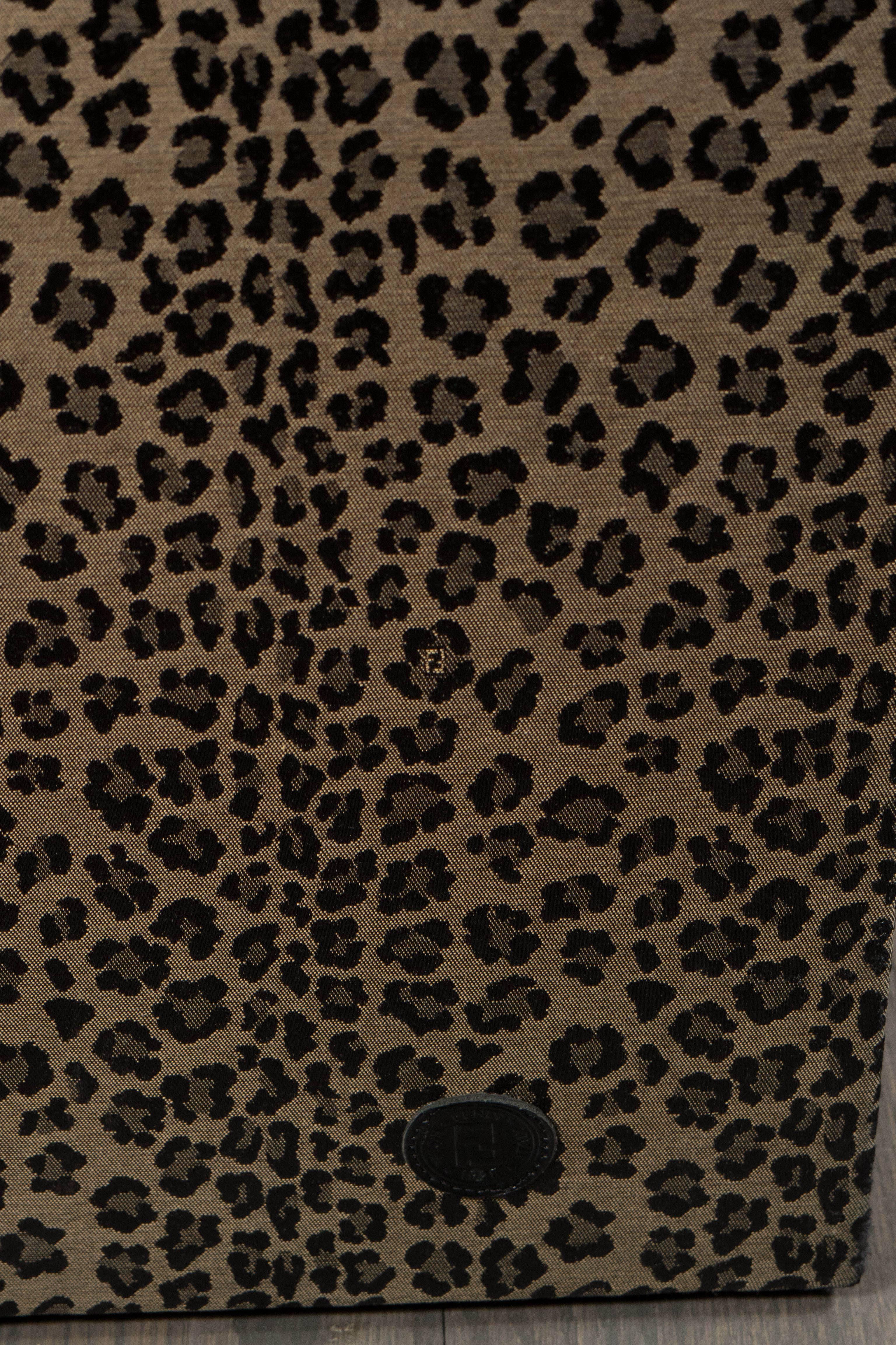 Italian Fendi Casa Bench with Original Fendi Leopard Silk Blend Upholstery