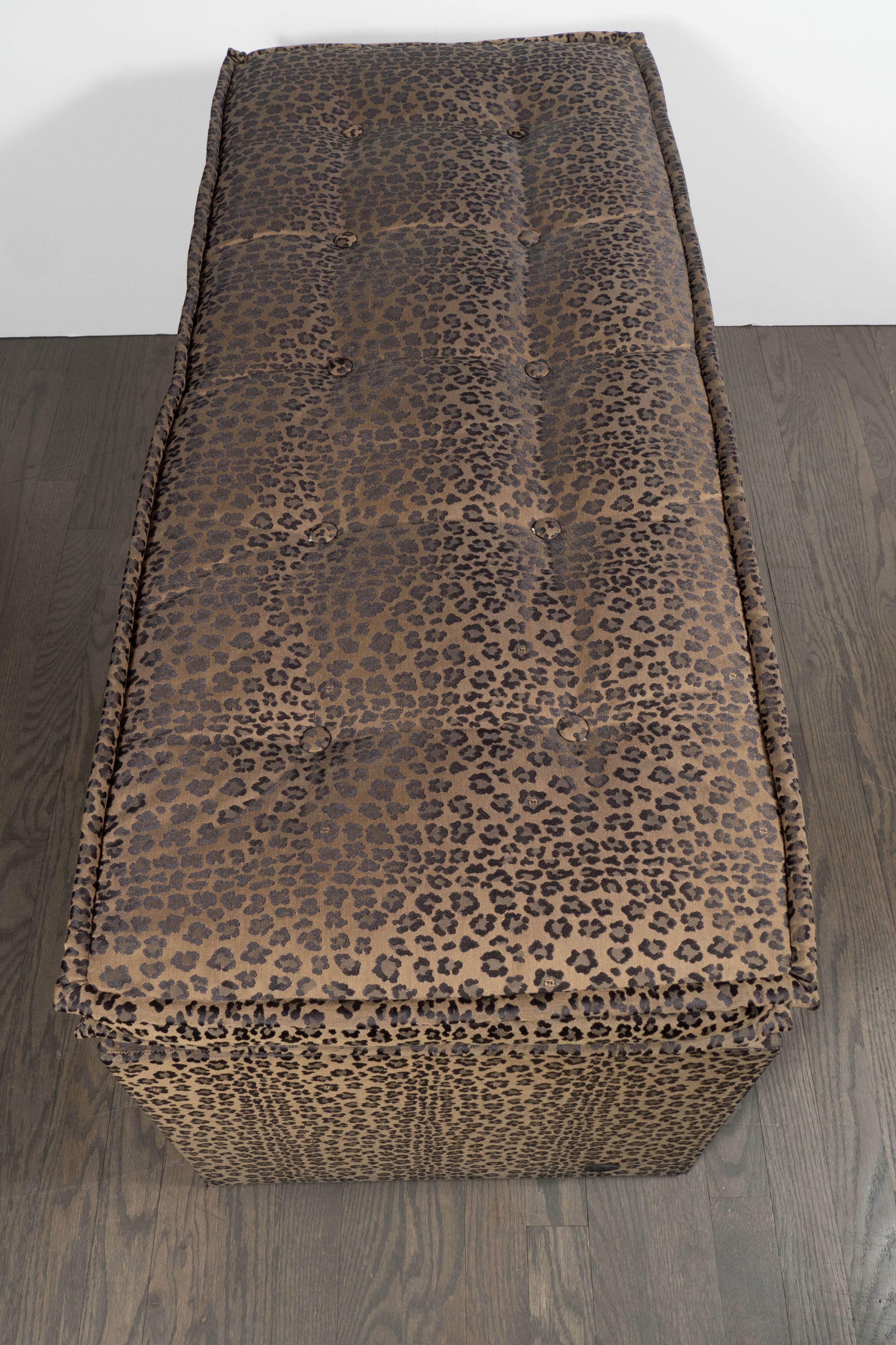 Fendi Casa Bench with Original Fendi Leopard Silk Blend Upholstery In Excellent Condition In New York, NY