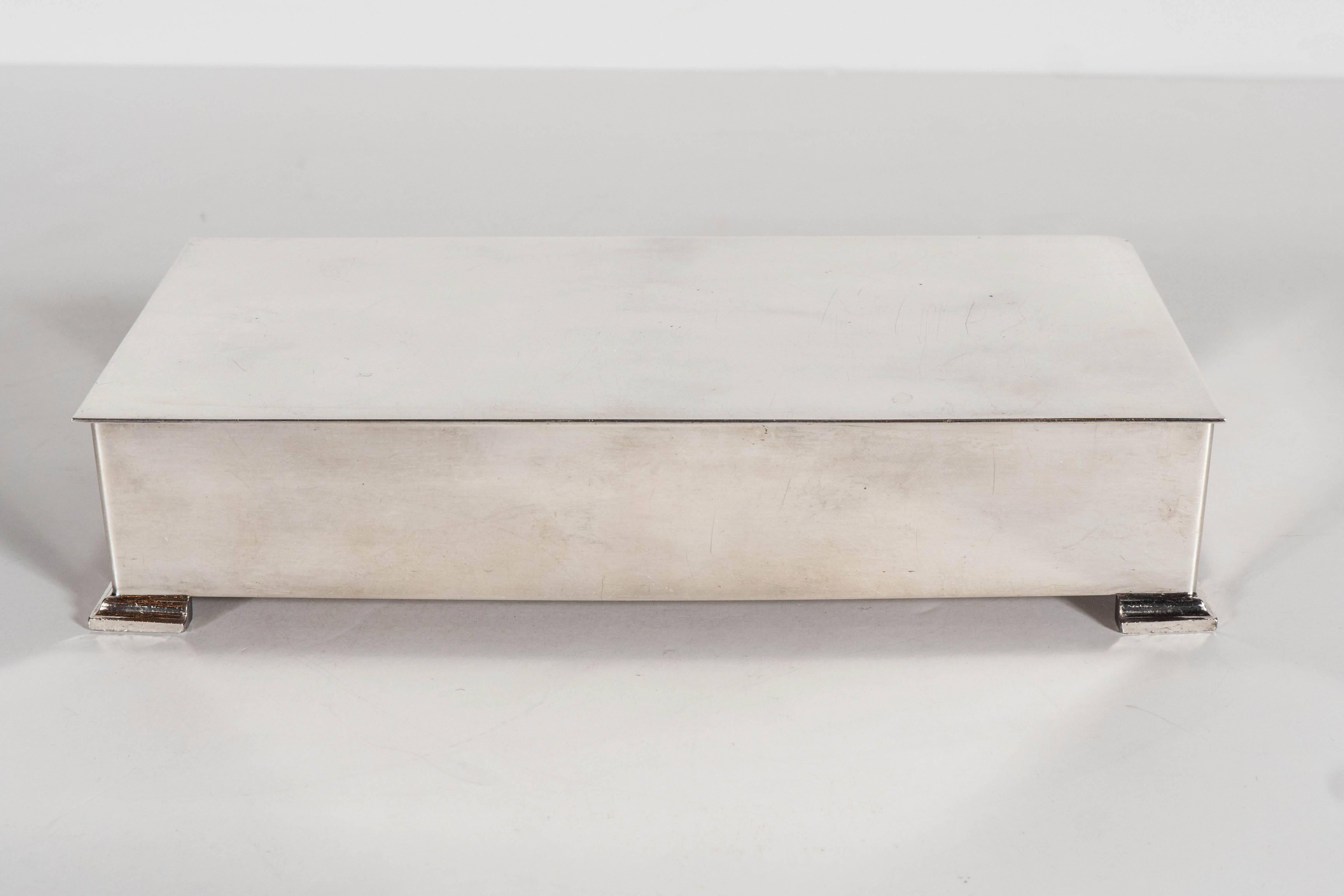 American Elegant Streamline Art Deco Silver Plated Box