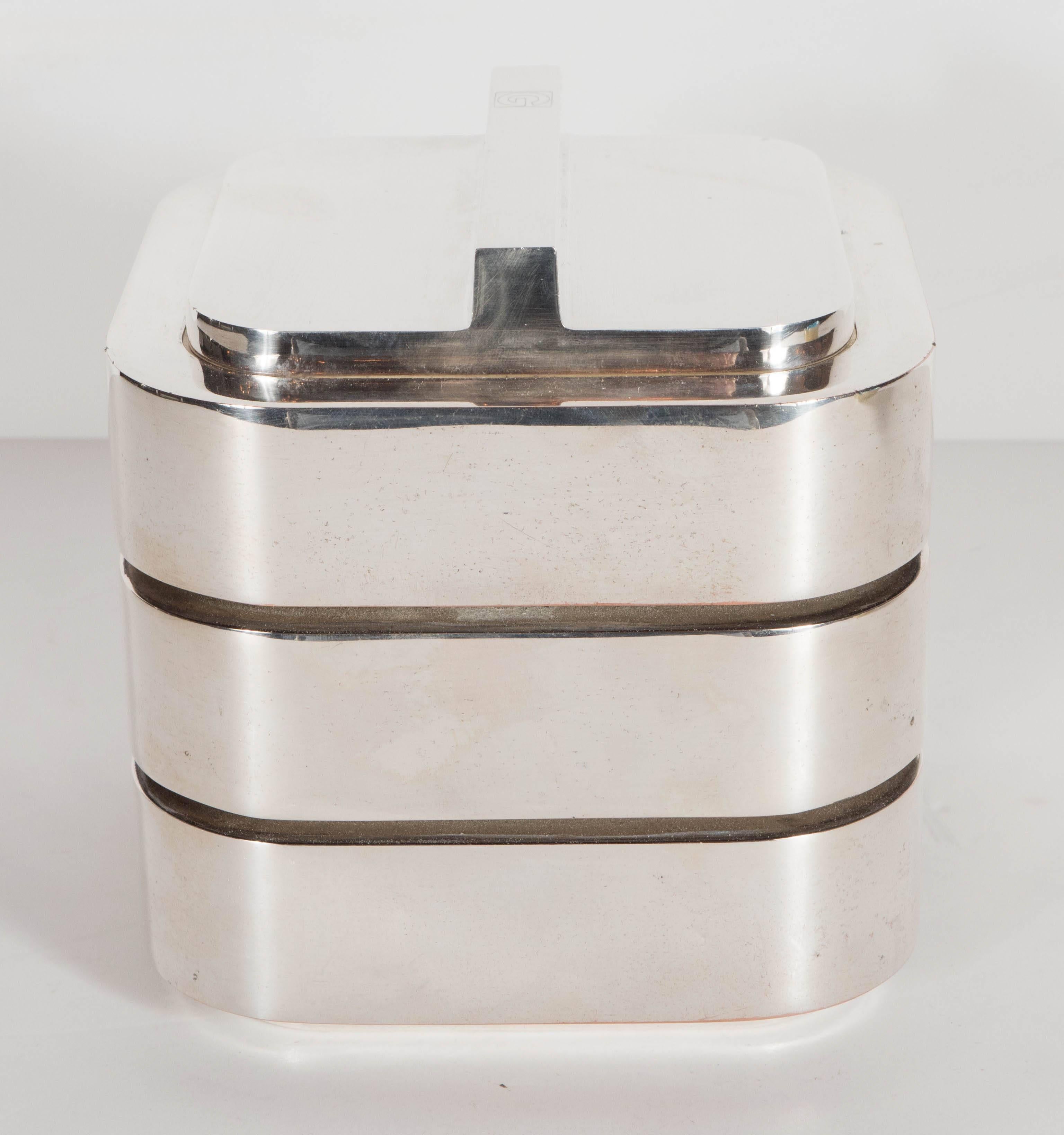 Mid-Century Modern Ultra-Chic Mid-Century Streamlined Ice Bucket with Lid by Christian Dior