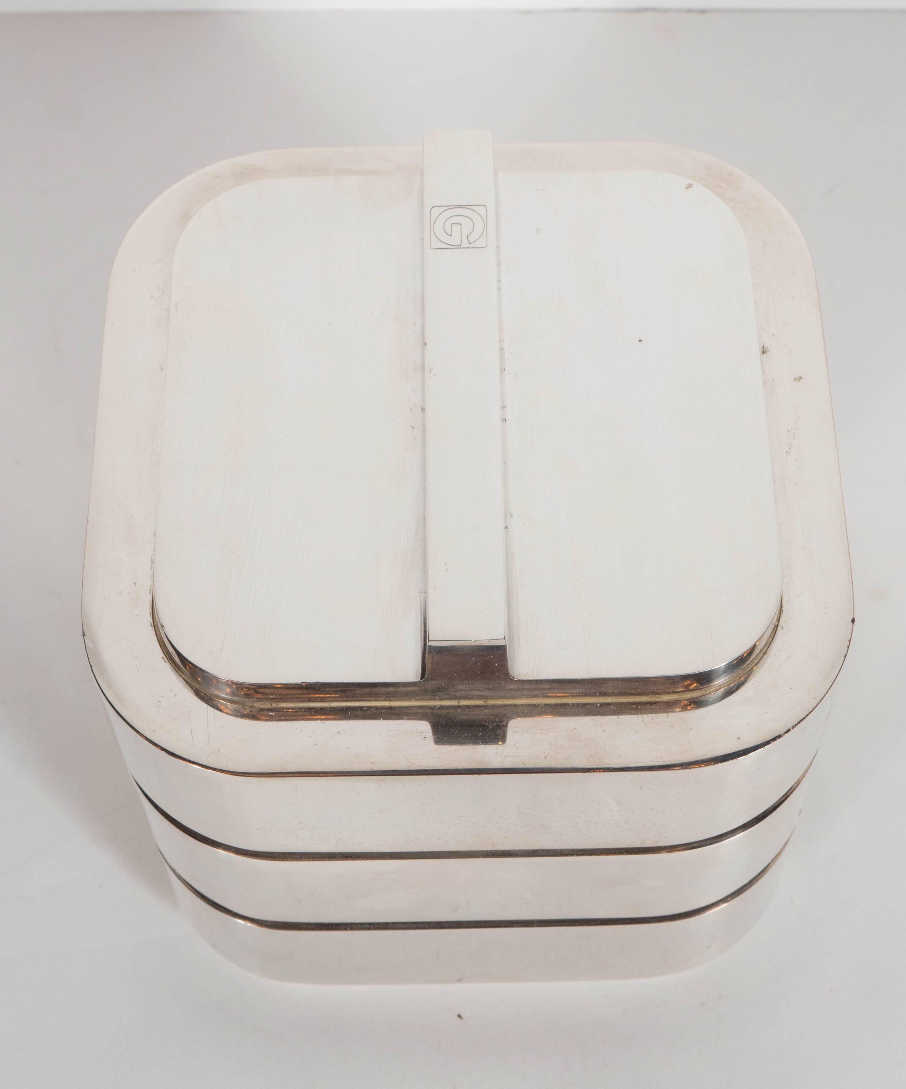 French Ultra-Chic Mid-Century Streamlined Ice Bucket with Lid by Christian Dior