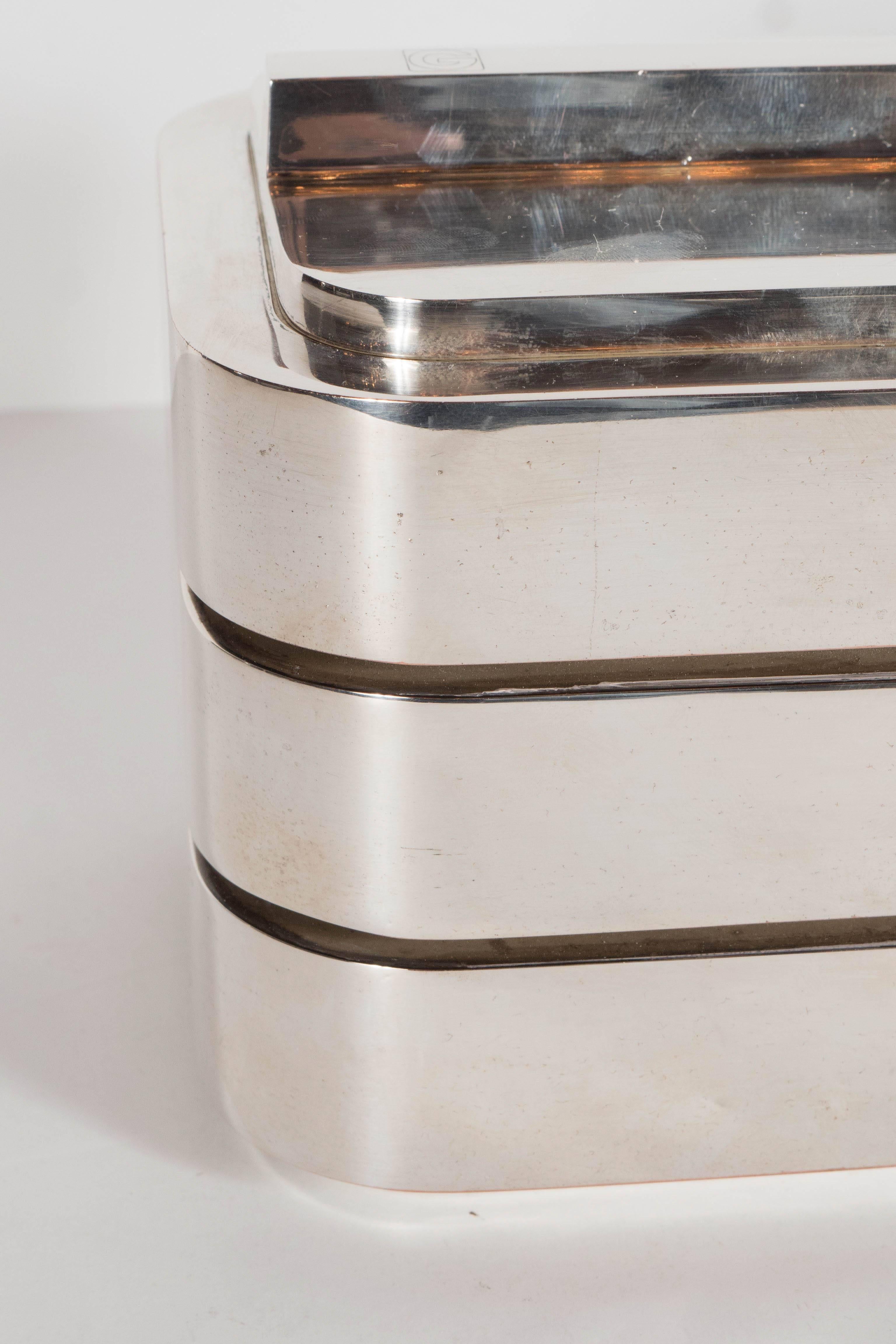 Chrome Ultra-Chic Mid-Century Streamlined Ice Bucket with Lid by Christian Dior