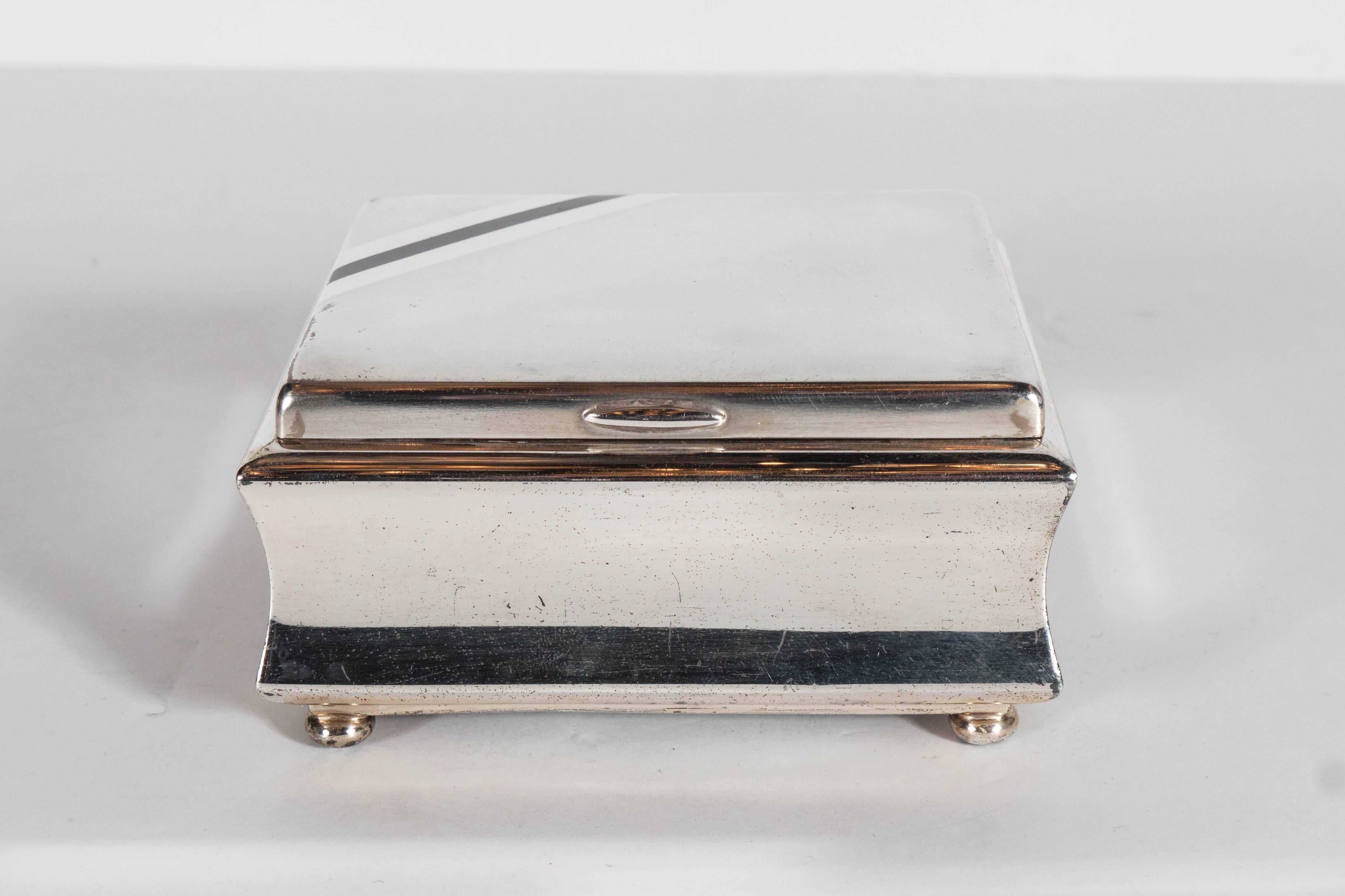 Mid-20th Century Handsome Art Deco Silver Plated Square Box by WMF