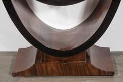 Art Deco Sculptural Shelf Console in Bookmatched Rosewood and Black Lacquer