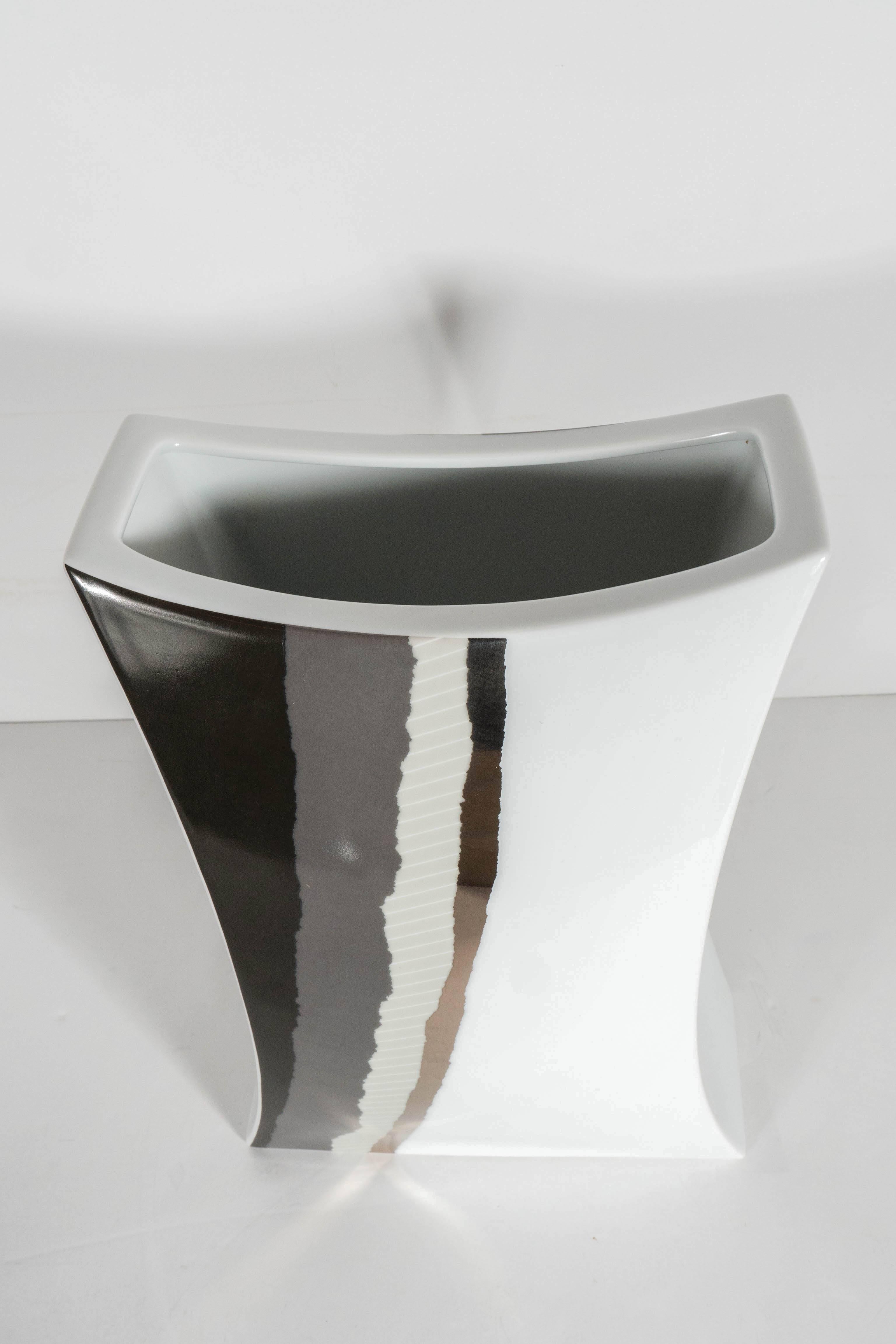 German Beautiful Modernist Porcelain Vase by Jan van der Vaart for Rosenthal