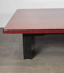 Mid-Century Modern Chinese Red Lacquered Coffee Table on Ebonized Table Legs