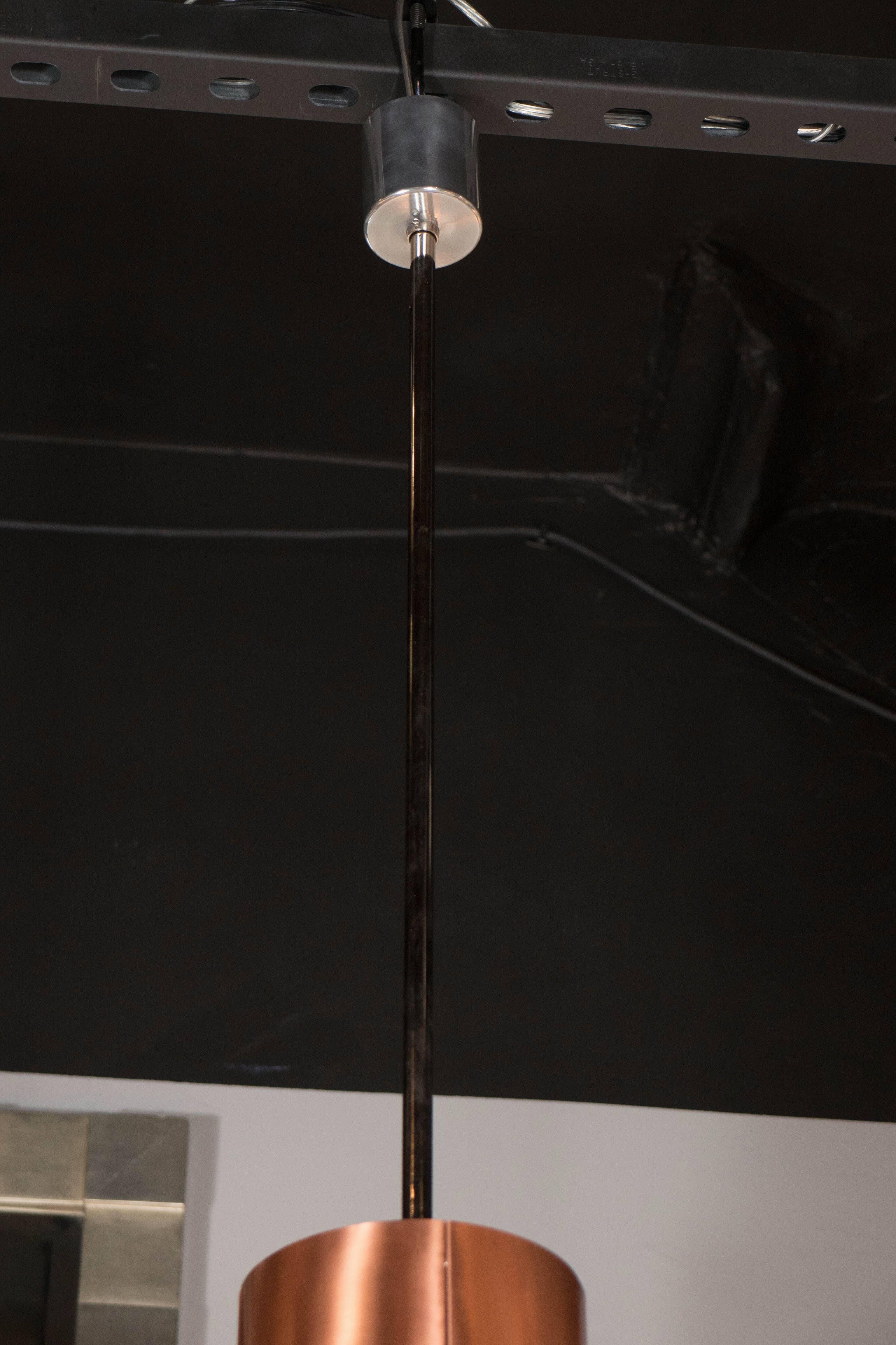 Mid-Century moderno Stupenda lampada a sospensione scultorea a segmenti in rame di Hans-Agne Jakobsson in vendita