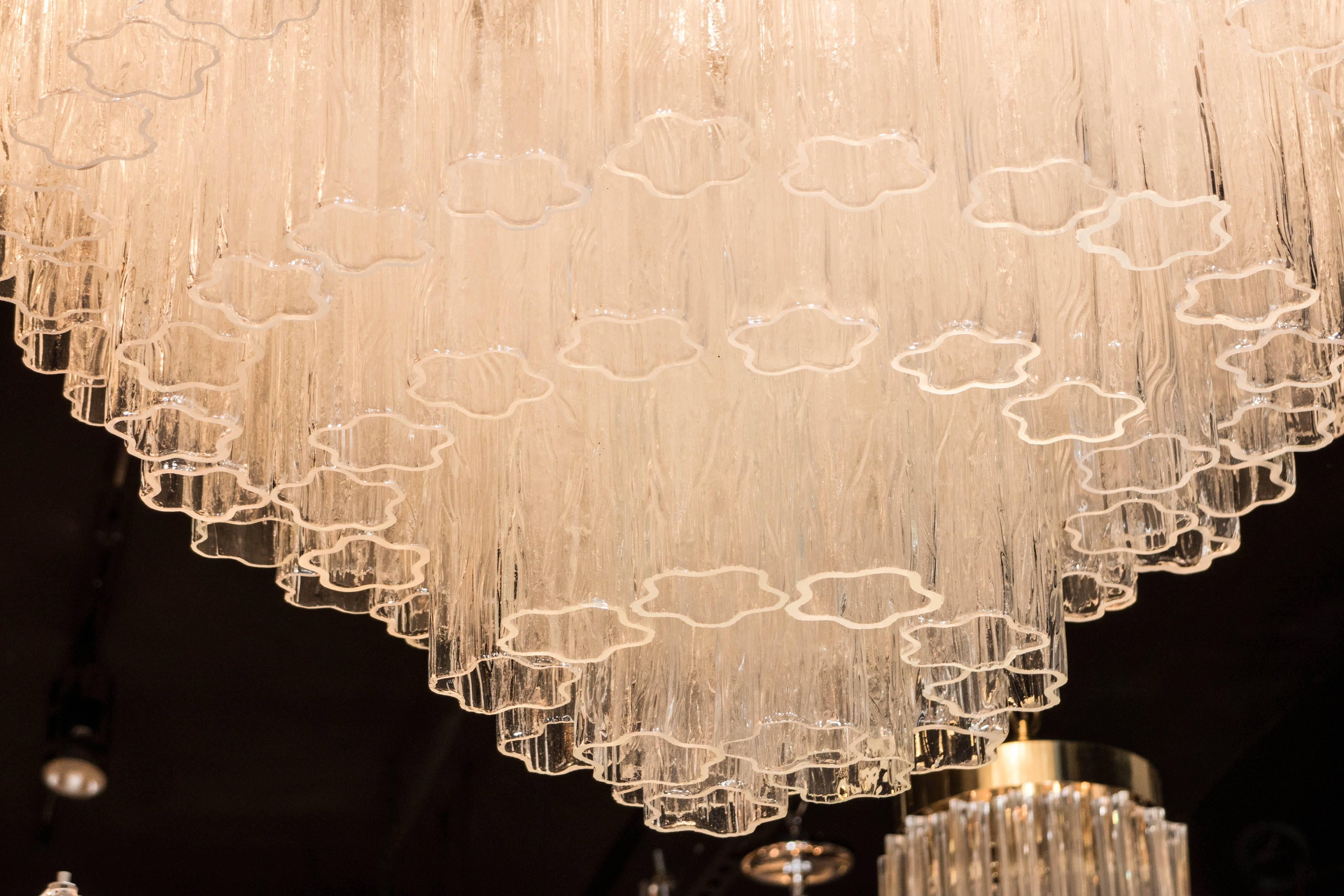 Mid-Century moderno Lampadario a sei piani di Murano Tronchi a incasso, italiano, della metà del secolo scorso