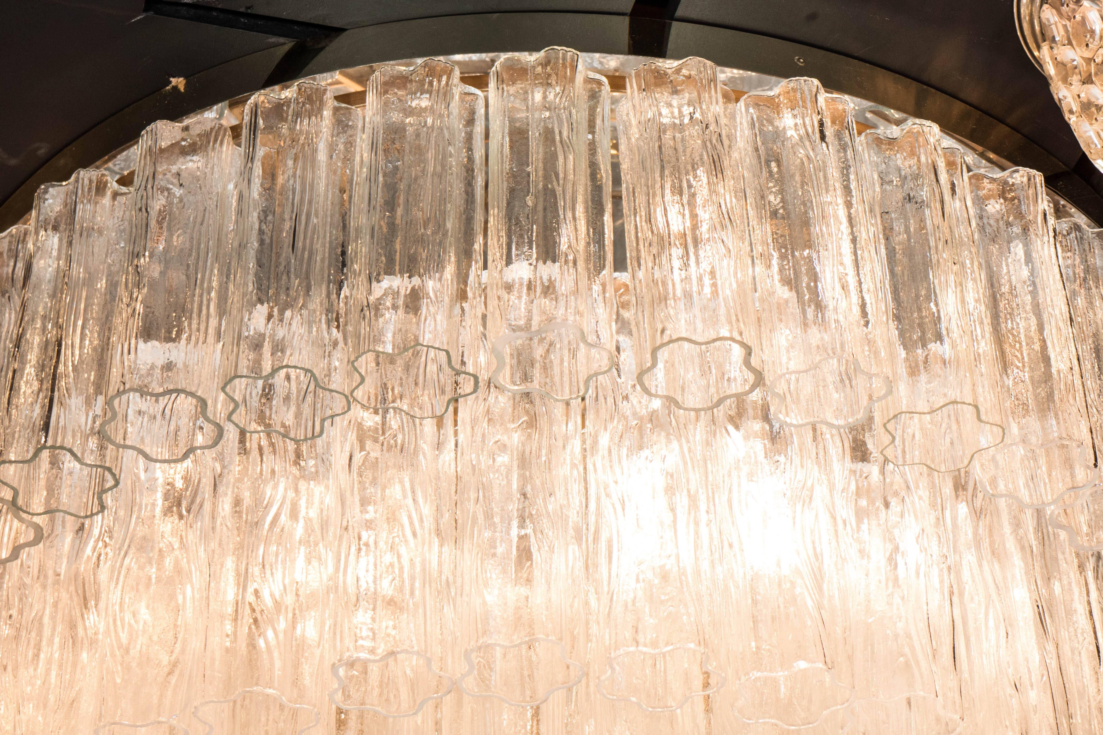 Italiano Lampadario a sei piani di Murano Tronchi a incasso, italiano, della metà del secolo scorso