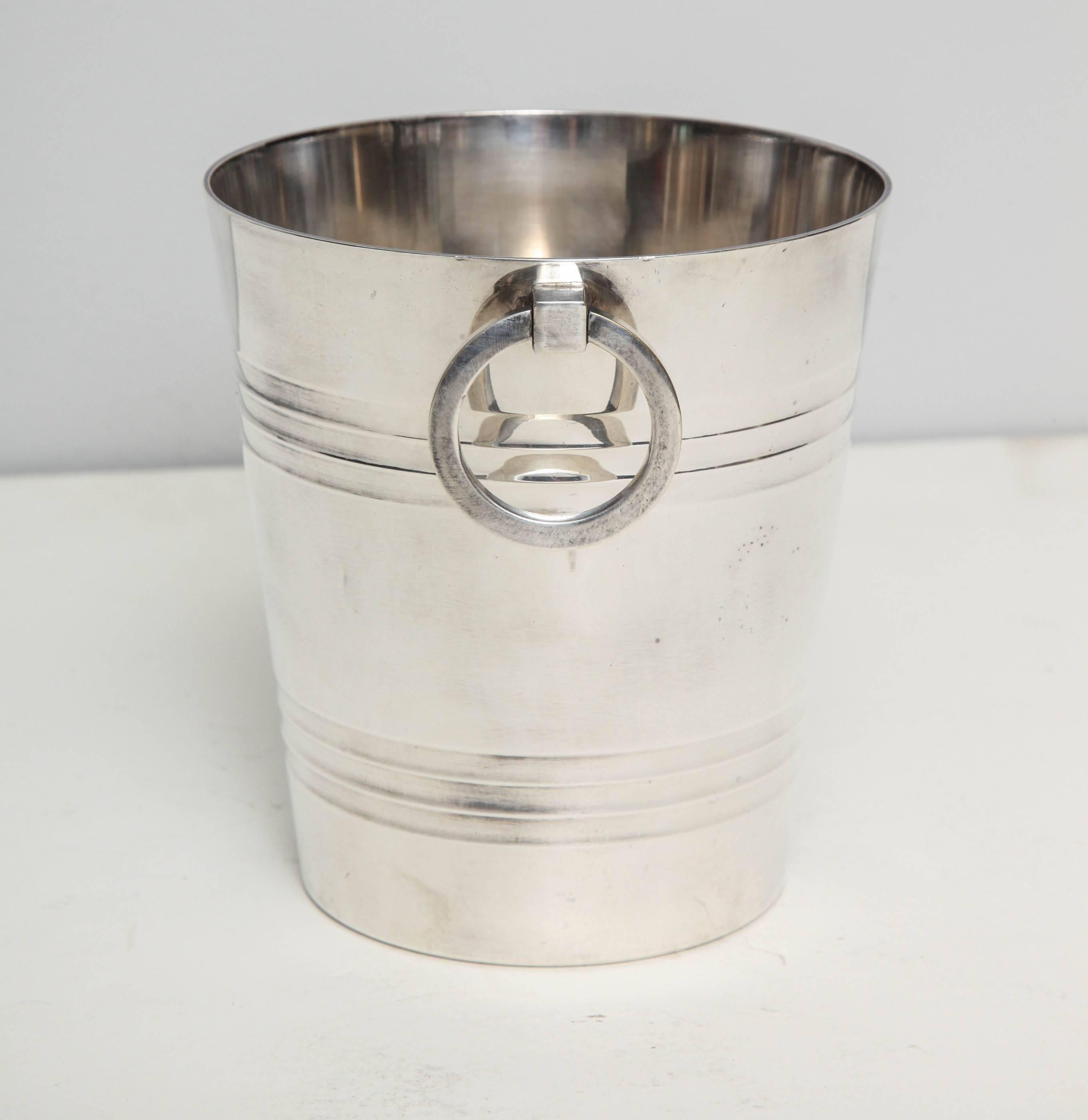 French Art Deco Small Tabletop Silver Wine Cooler by St. Medard