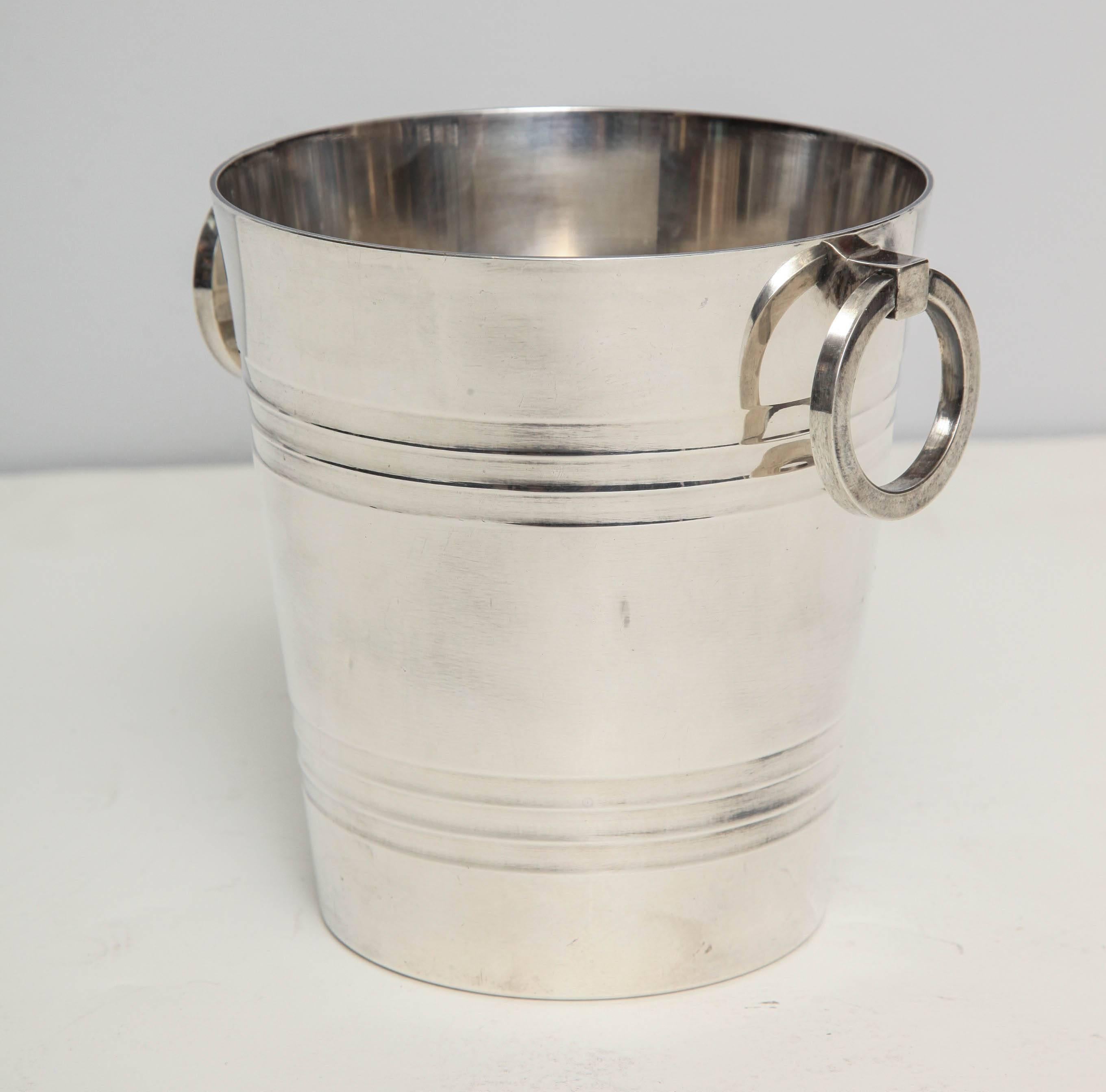 Art Deco Small Tabletop Silver Wine Cooler by St. Medard In Excellent Condition In New York, NY