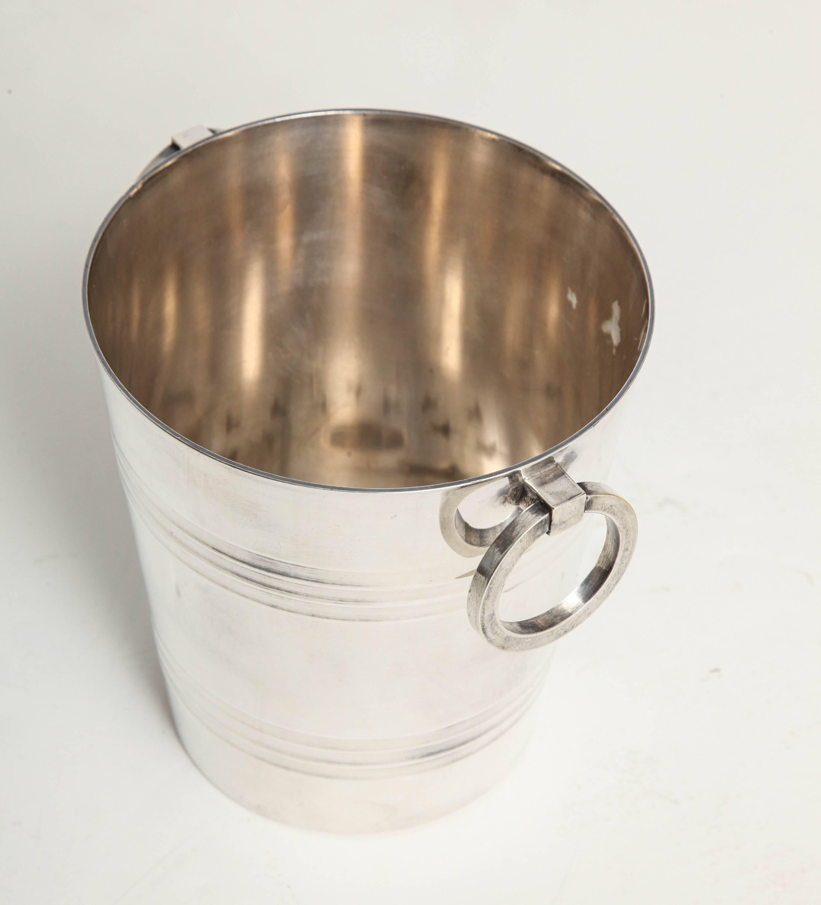 Art Deco Small Tabletop Silver Wine Cooler by St. Medard 1