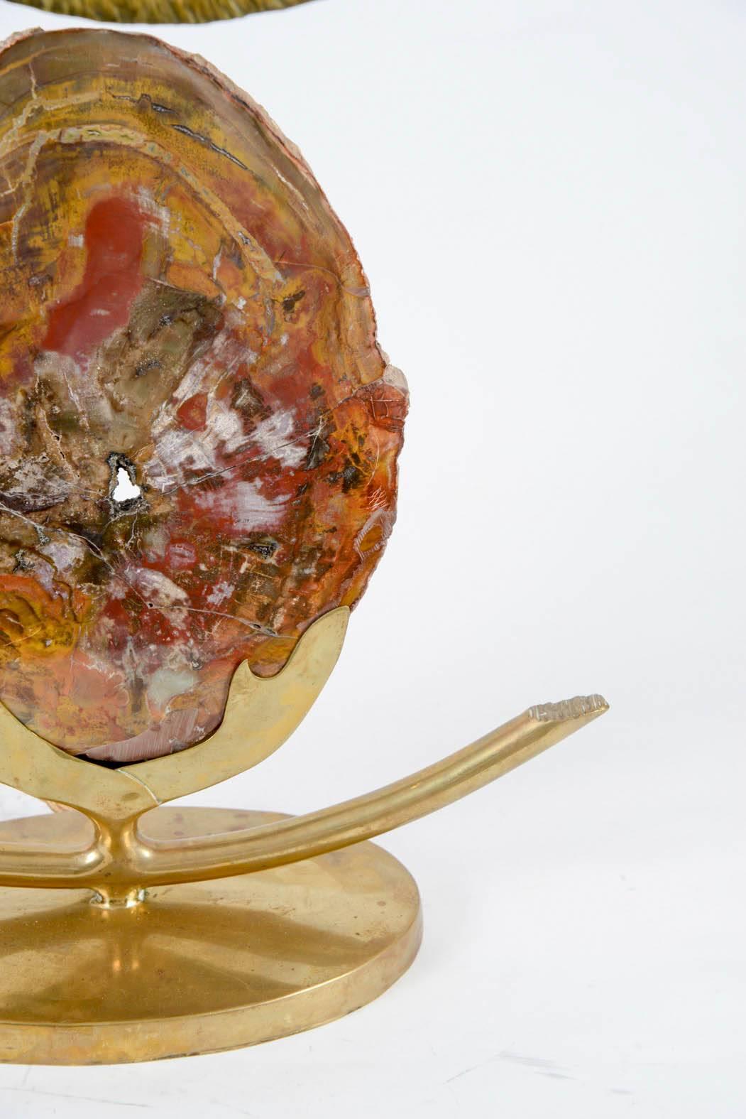 Lamp with Petrified Wood by Henri Fernandez In Excellent Condition For Sale In Bois-Colombes, FR