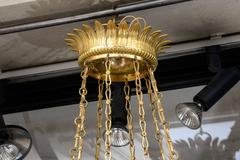 French Ormolu and Blue Steel Sphere Eight-Light Chandelier Empire Period
