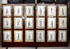 Six-Leaf Mahogany and Engravings Neoclassical Screen, Late 18th Century