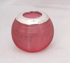 Edwardian Sterling Silver-Mounted Cranberry "Threaded" Crystal Match Striker